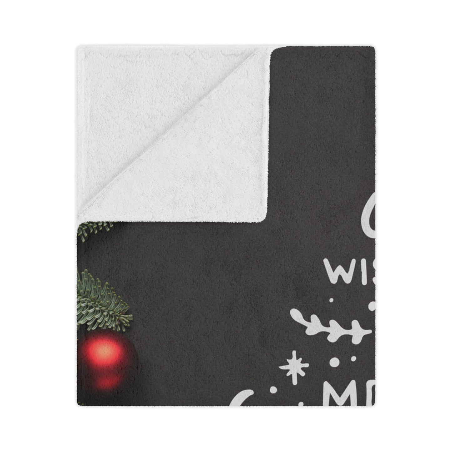 We Wish You Merry Christmas Printed Minky Blanket, Black