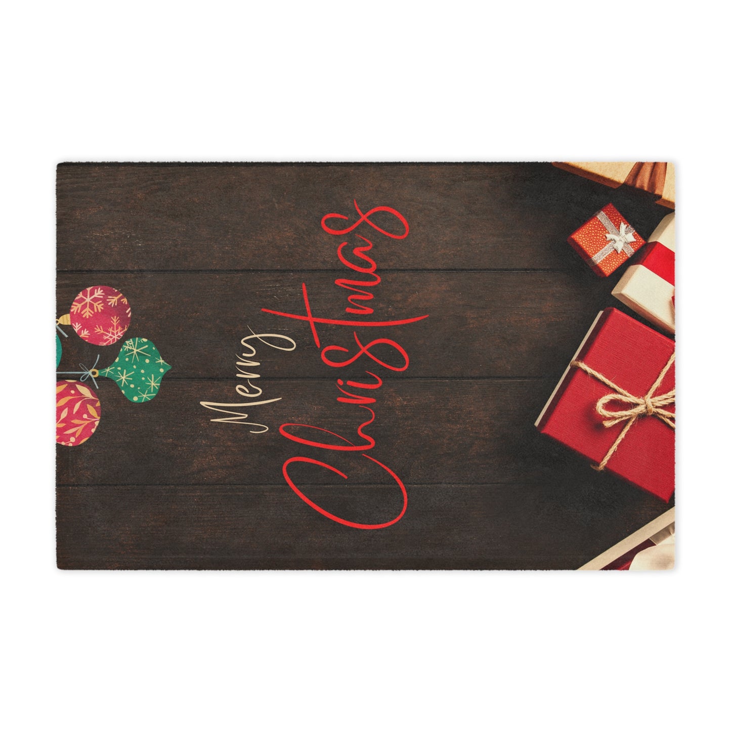 Merry Christmas Printed Velveteen Minky Blanket, Coffee
