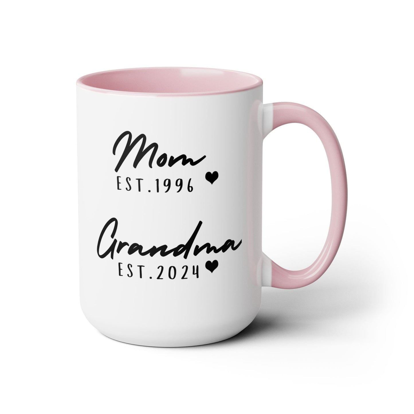 Mom & Grandma EST. 15oz Ceramic Coffee Mug – Sentimental Personalized Gift