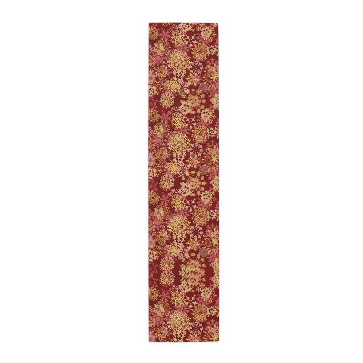 Maroon Floral Table Runner – Elegant Gold & Pink Flower Pattern Decor