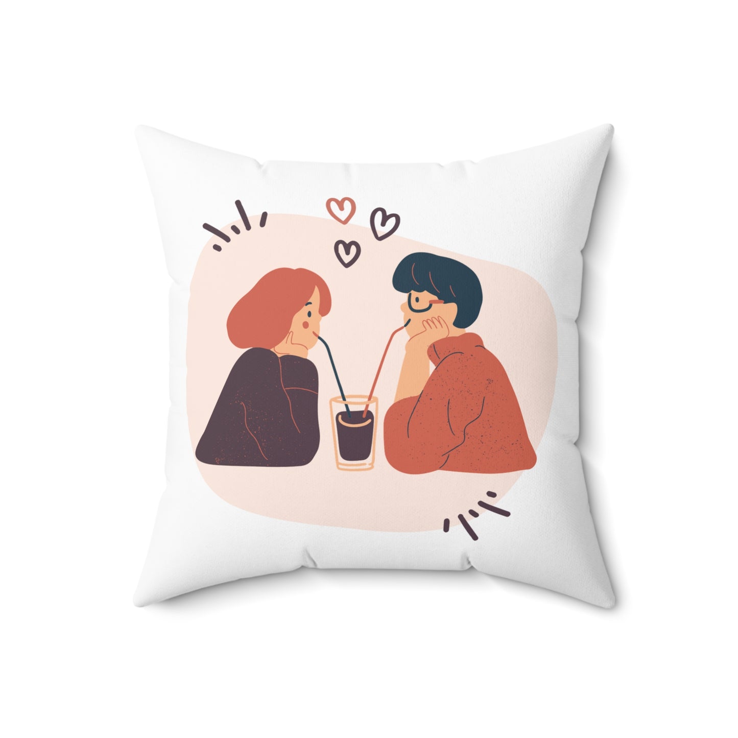Couple on Cycle Printed Sqaure Pillow Case for Valentine