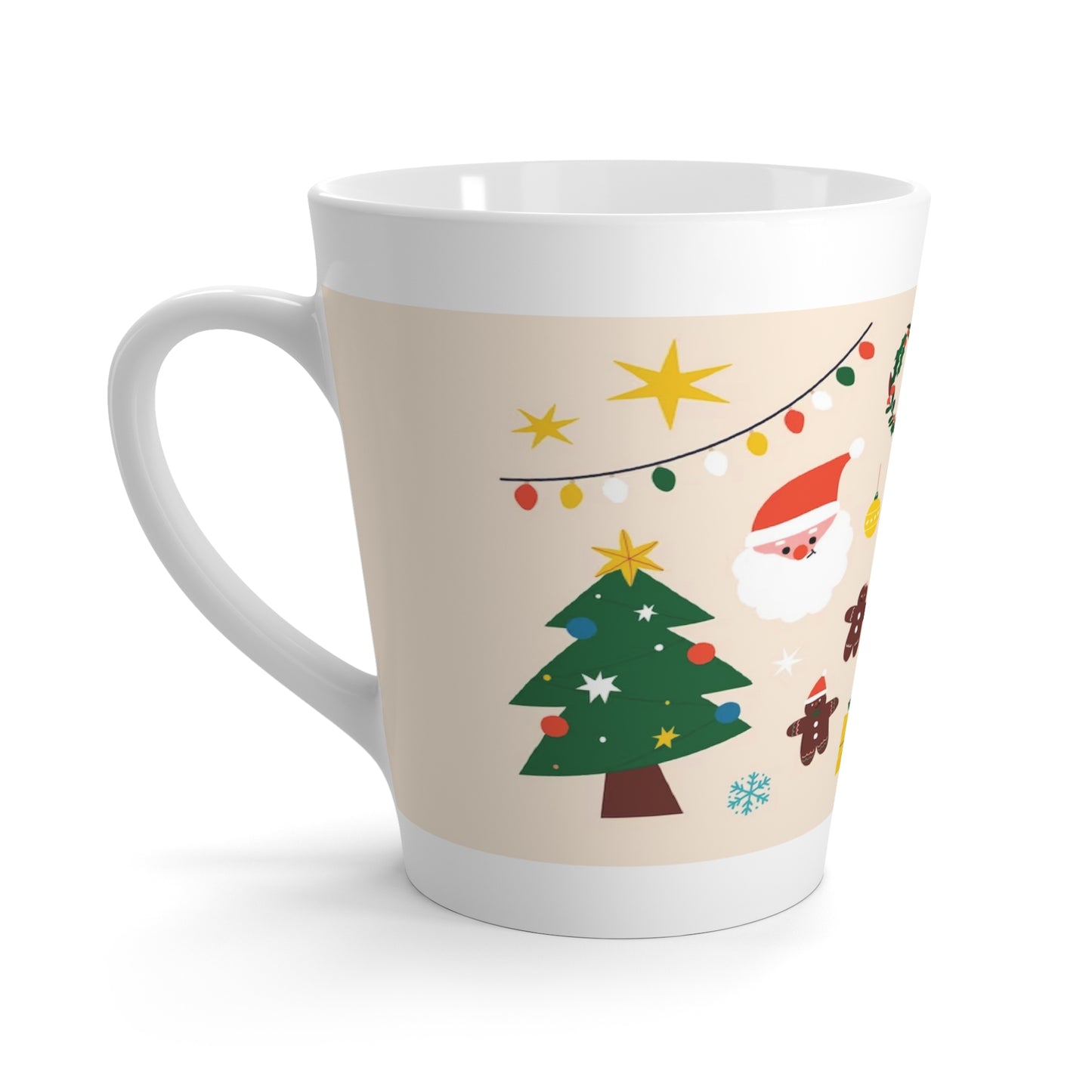 Christmas Latte Mug – 12oz White Ceramic Holiday Cup