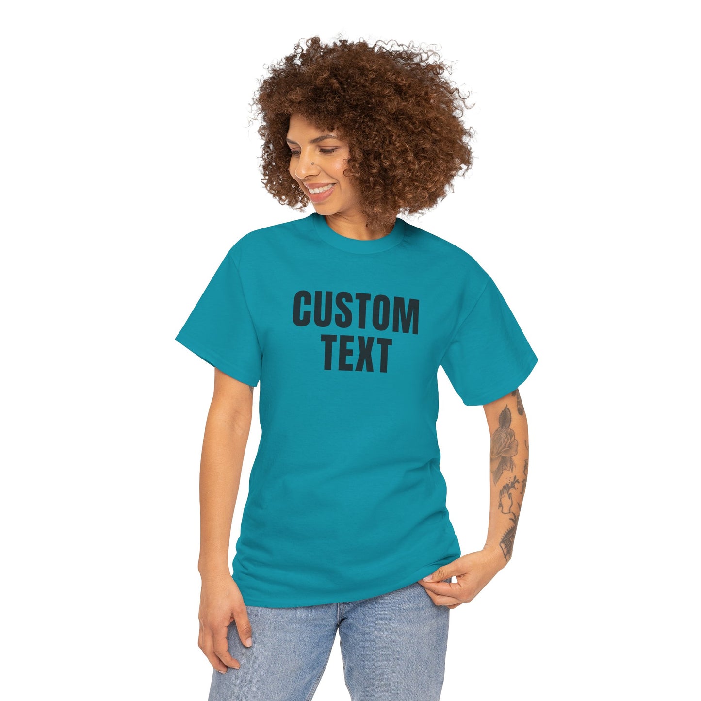 Custom Text T-Shirt – Personalized White Lettering Tee for Men & Women