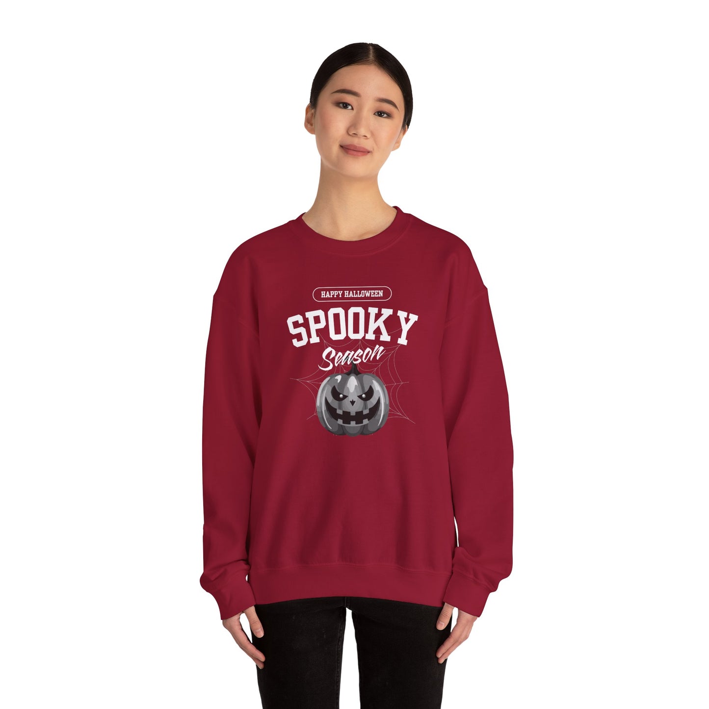 Spooky Season Halloween Sweatshirt – Creepy Cute Pumpkin Graphic Pullover for Fall