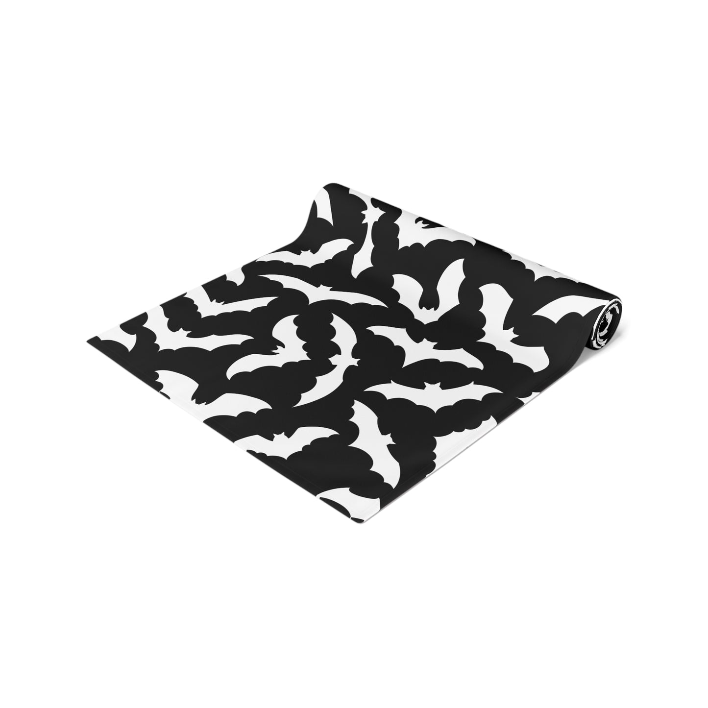Halloween Table runer – Black & White Bat Pattern – Spooky Halloween Dining Decor & Host Gift
