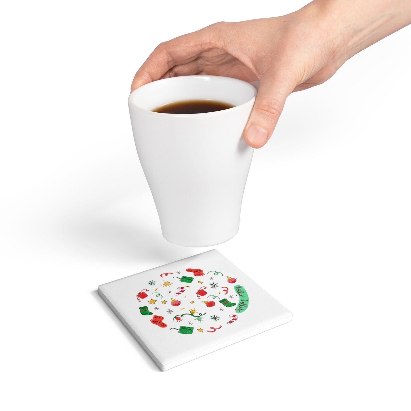 Holly Jolly Christmas Coaster – Festive Holiday Drink Accessory