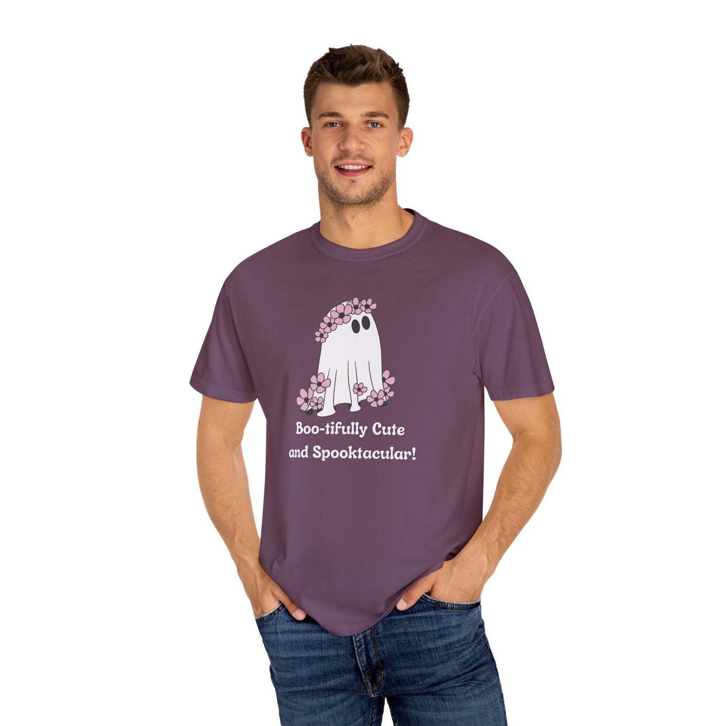 Boo-tiful Ghost Tee – Floral Charm Meets Halloween Fun!