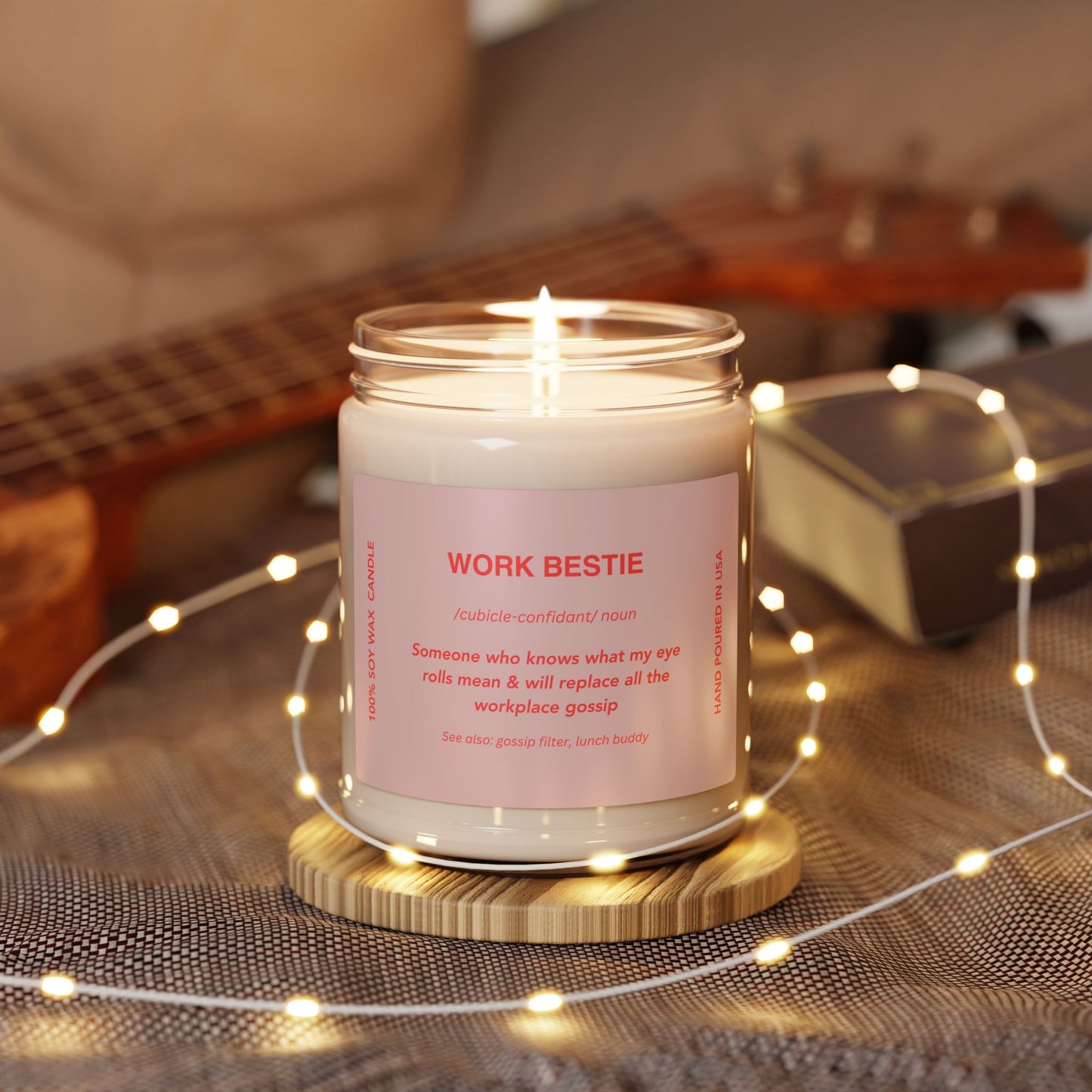 Work Bestie Scented Soy Candle, 9oz – Funny Gift for Coworkers and Office Friends