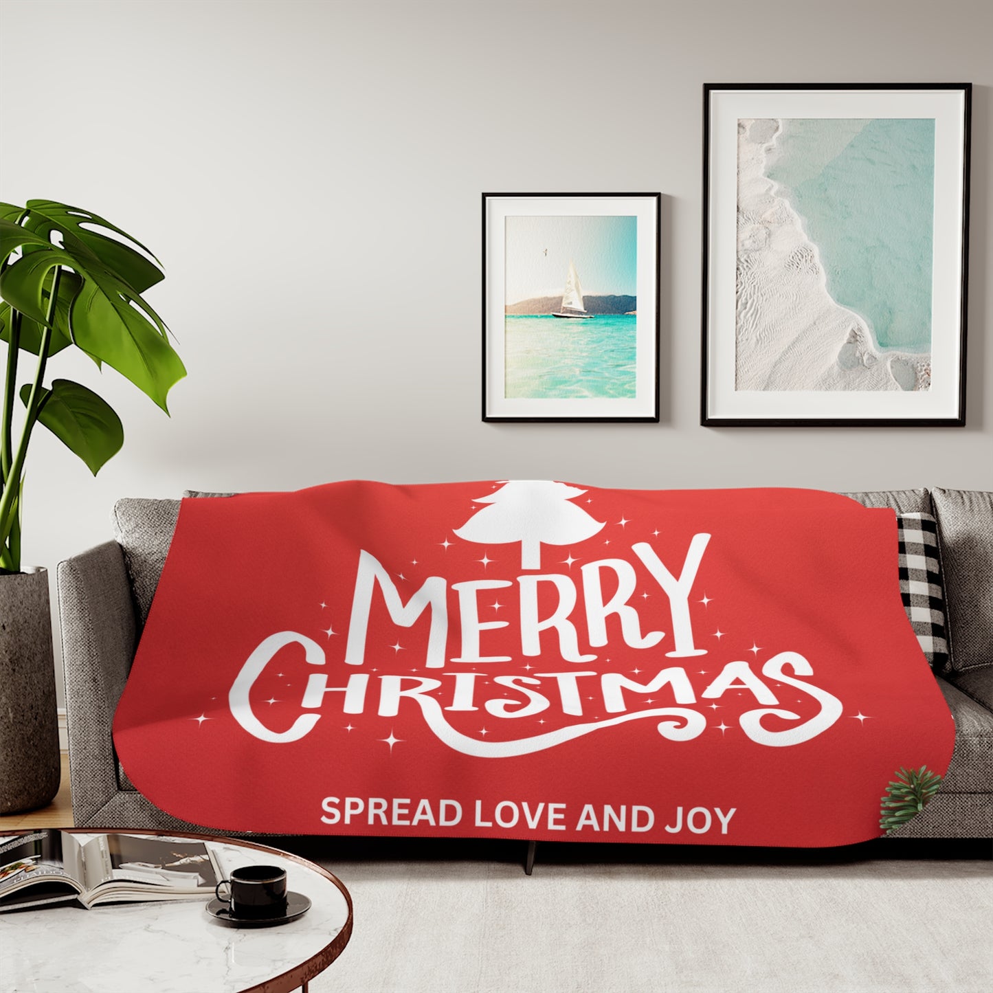 Merry Christmas, Spread Love and Joy Printed Sherpa Blanket