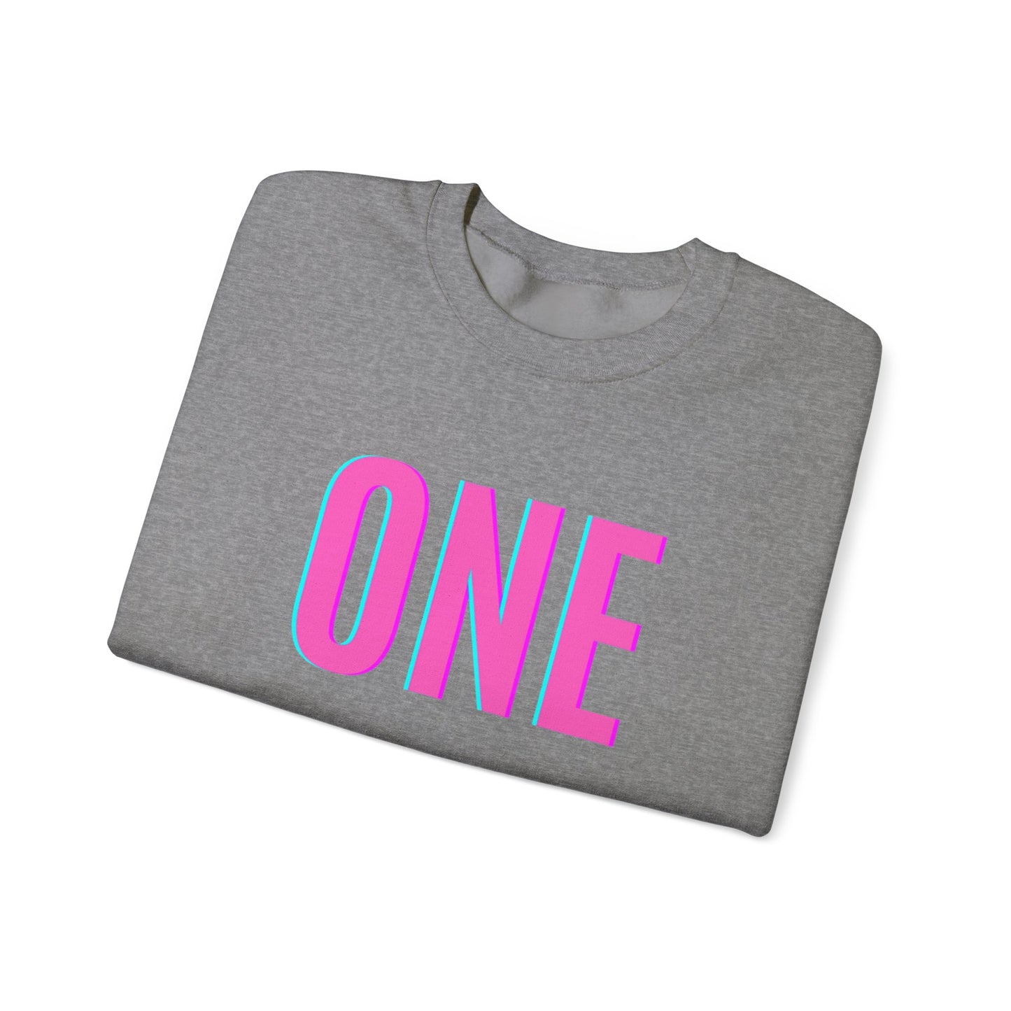 ONE Print White Unisex SweatshirtCrewneck Sweatshirt