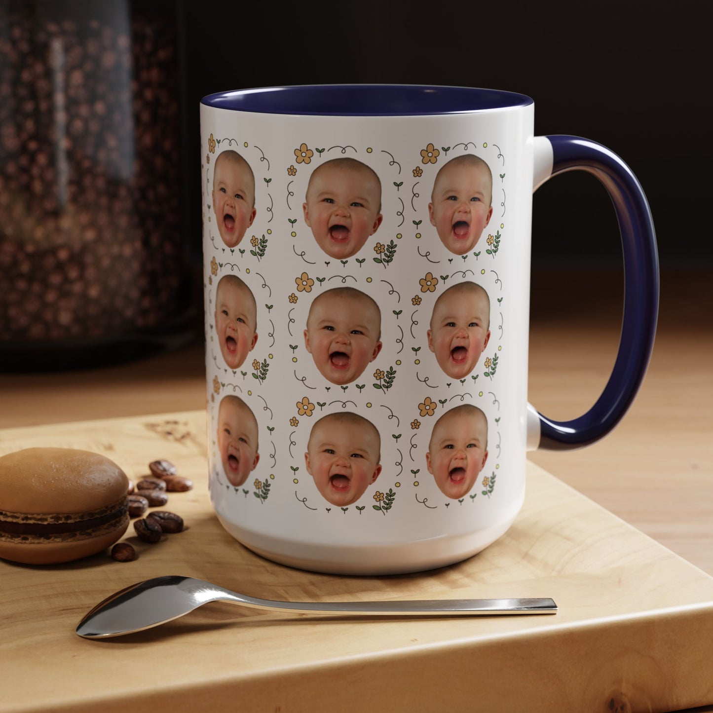 Custom Face Photo Mug – Personalized Coffee Cup for Father's Day, Mother's Day, Dog Lovers, Funny Gift Idea