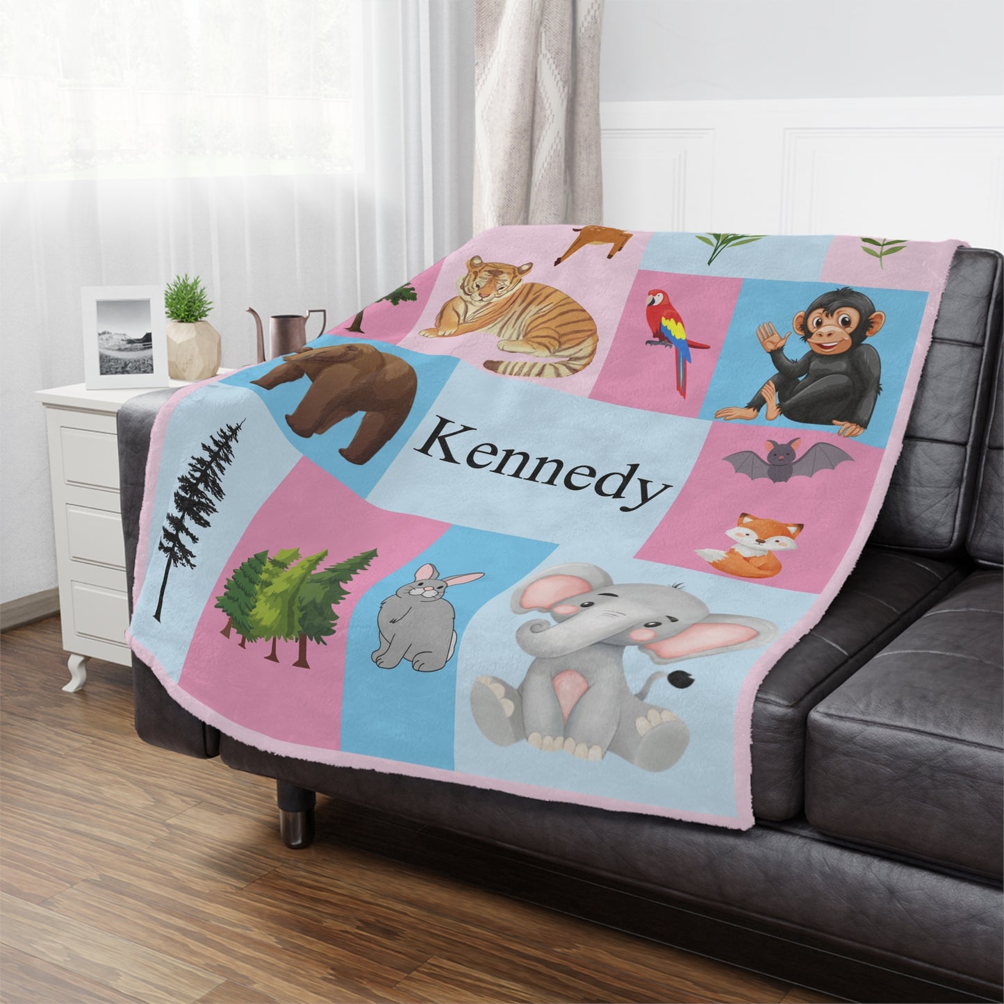 Personalized Minky Blanket – Soft Custom Throw with Name for Babies & Animal Lovers | Cozy Keepsake & Baby Shower Gift
