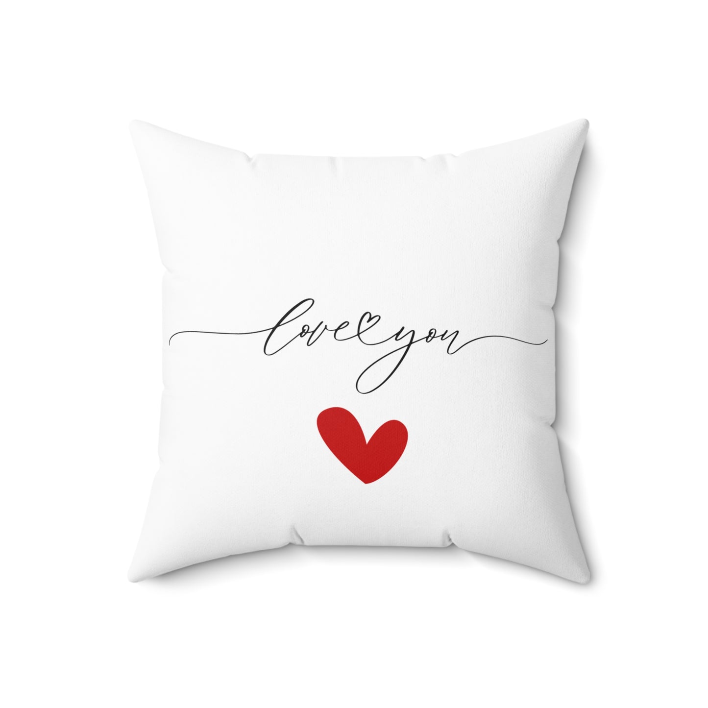 Love You – Decorative Throw Pillow with Red Heart – Double-Sided Indoor Accent