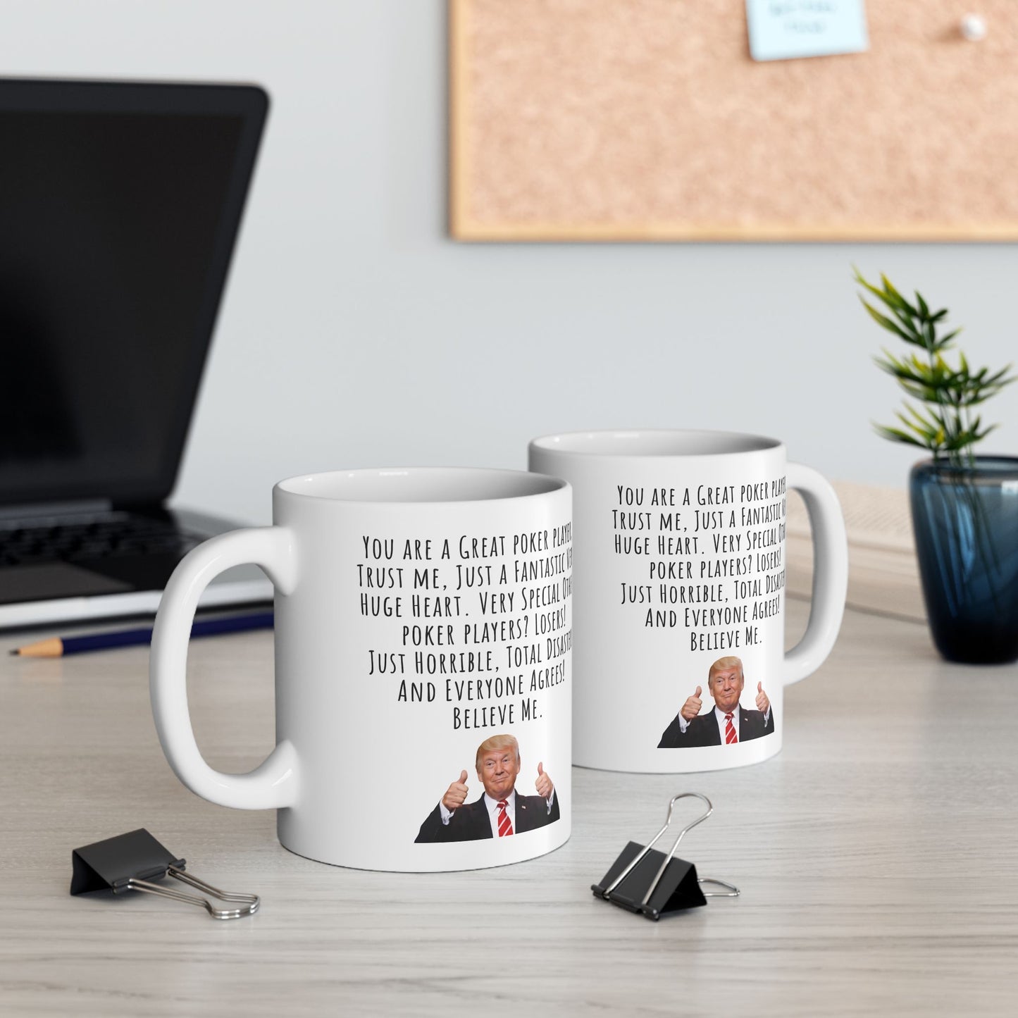 Trump Poker Mug – Funny Political Coffee Cup with Trump Playing Cards – White Ceramic Mug, 15oz – Conservative Gift for Men, Republicans, Poker Lovers, and Trump Supporters