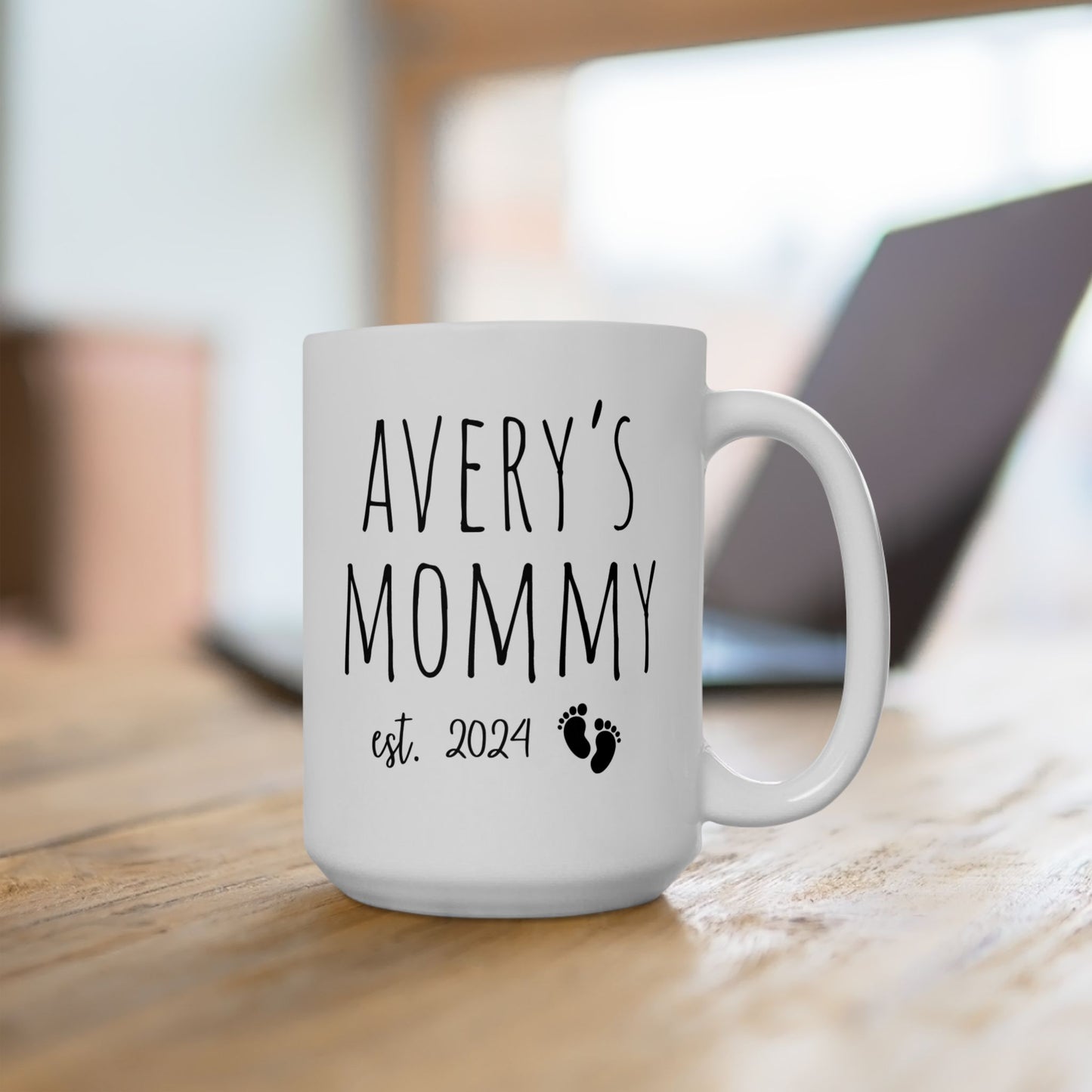 Mommy Mug with Kid Name – Personalized 15oz Coffee Mug for Moms