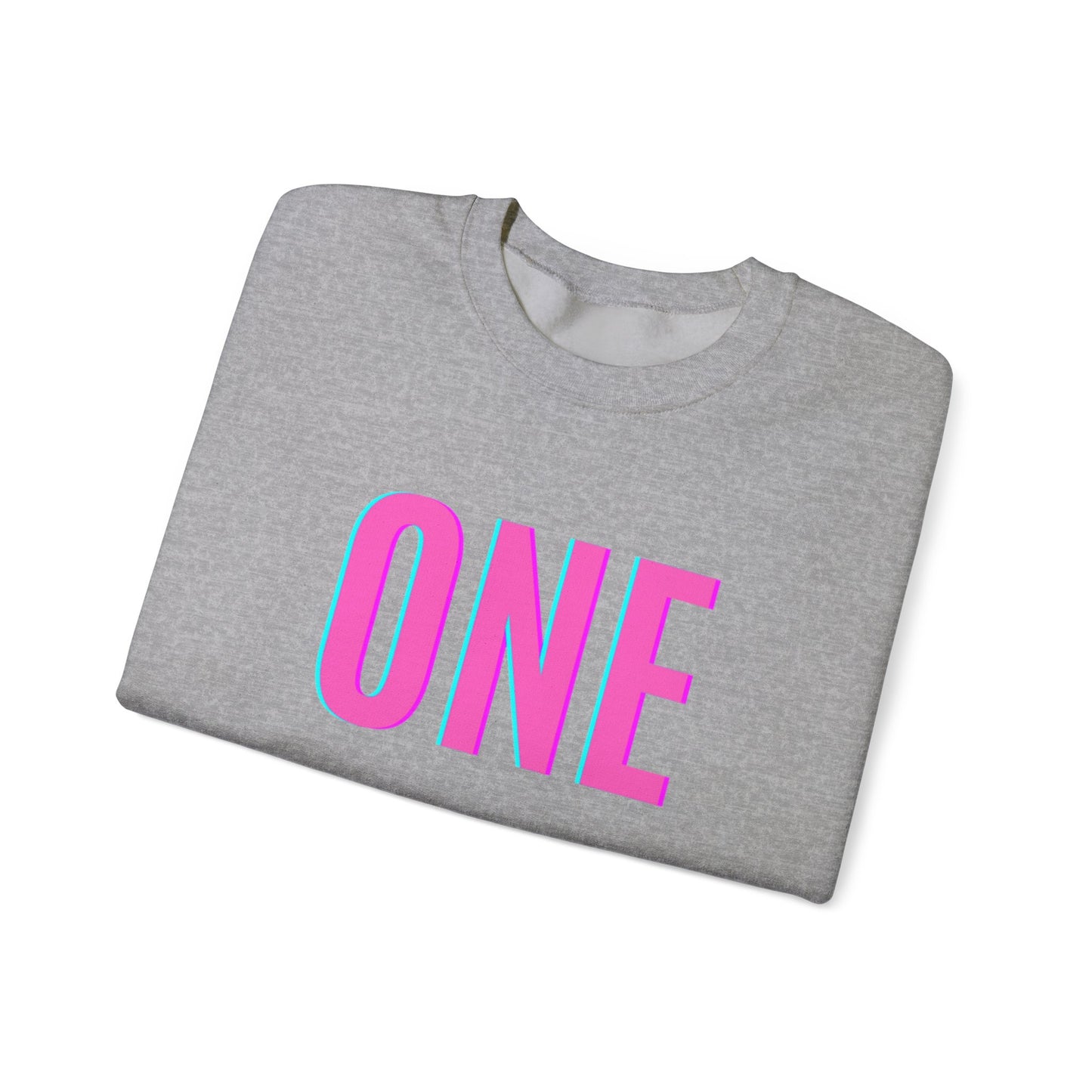 ONE Print White Unisex SweatshirtCrewneck Sweatshirt