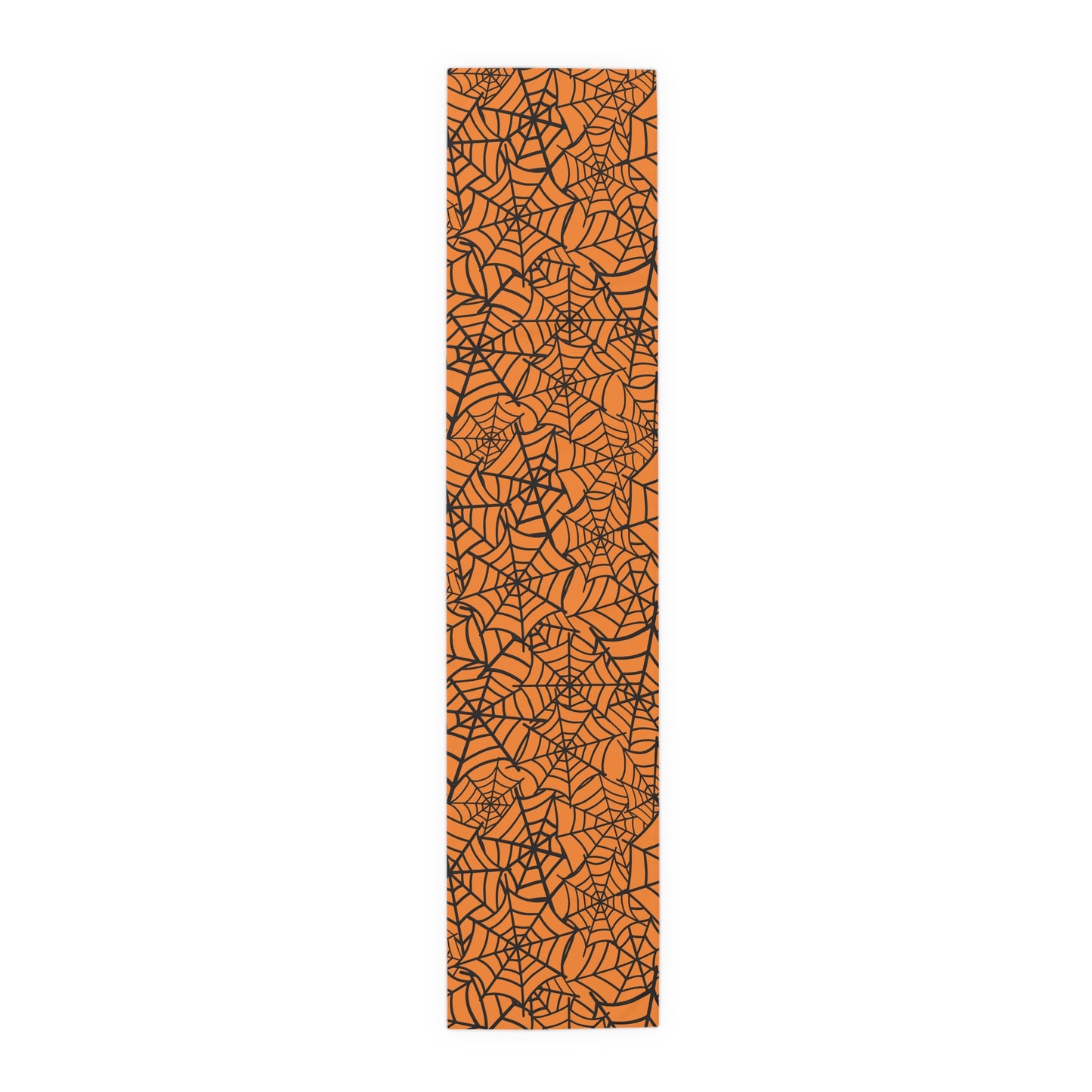Spiderweb Pattern Table Runner – Orange & Black Halloween Dining Decor