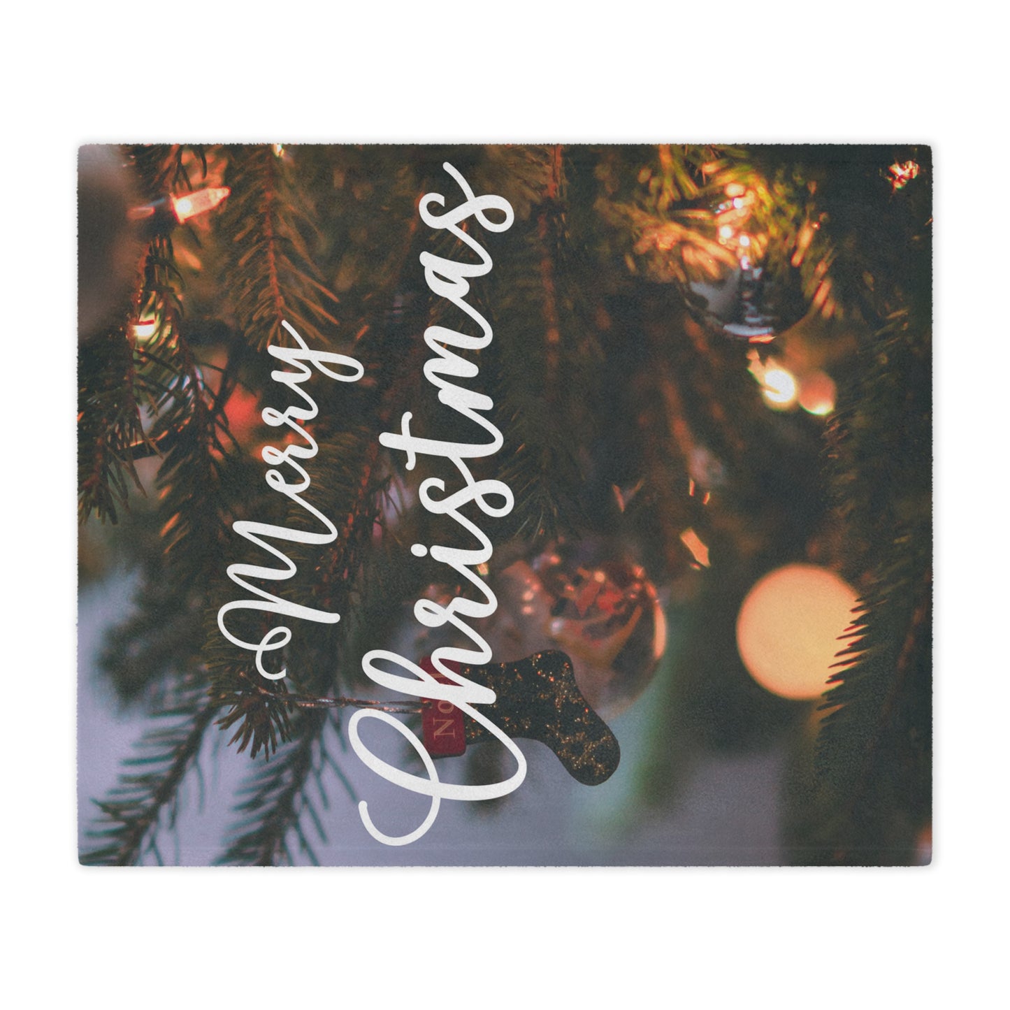 Merry Christmas with Ornament Printed Minky Blanket