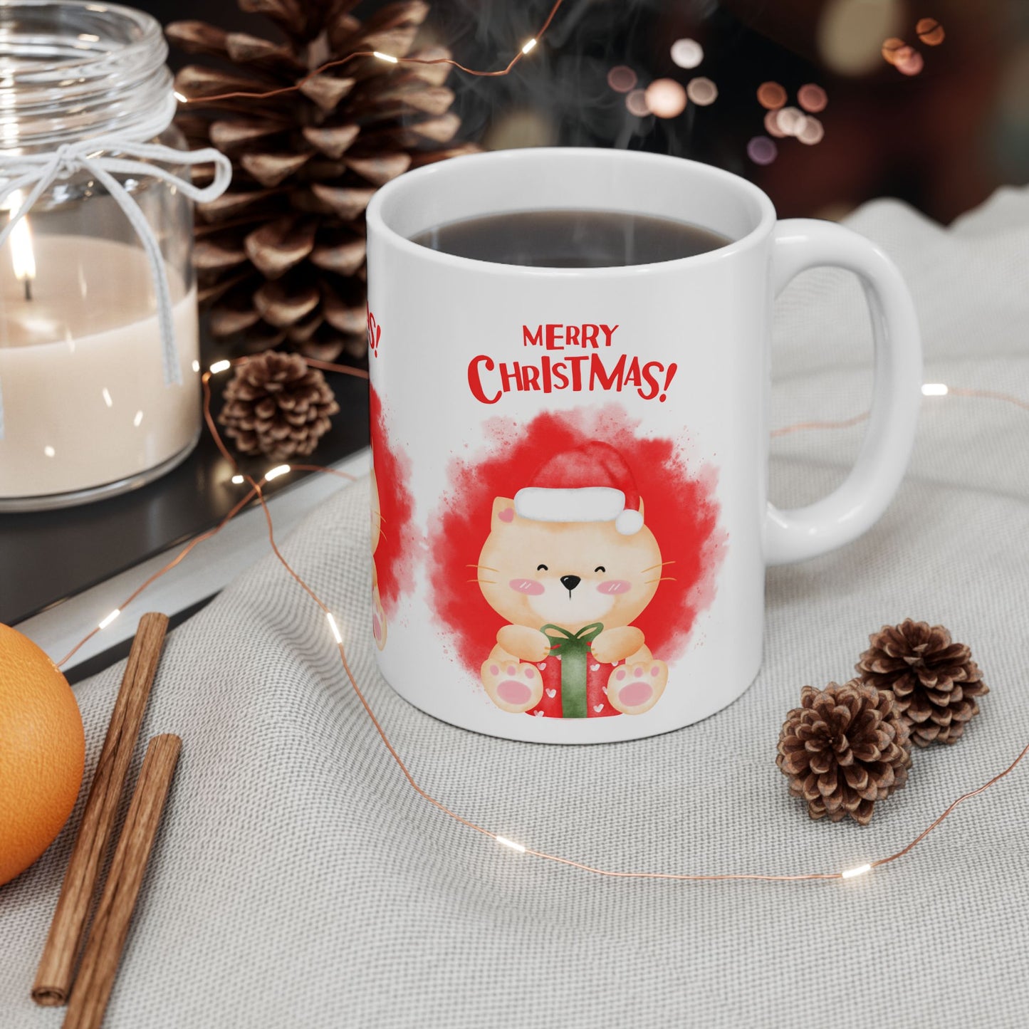Spread Holiday Cheer with a Merry Christmas Teddy Mug (11 & 15oz)