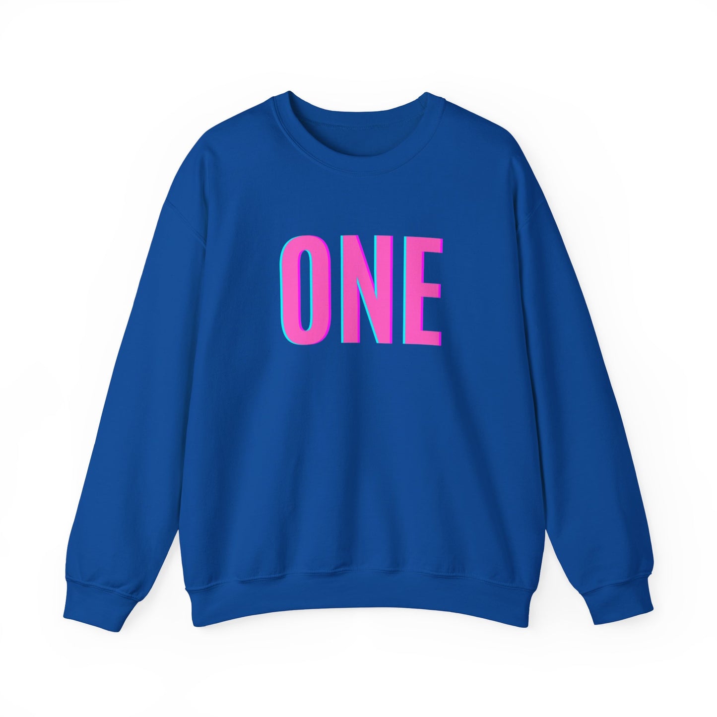 ONE Print White Unisex SweatshirtCrewneck Sweatshirt