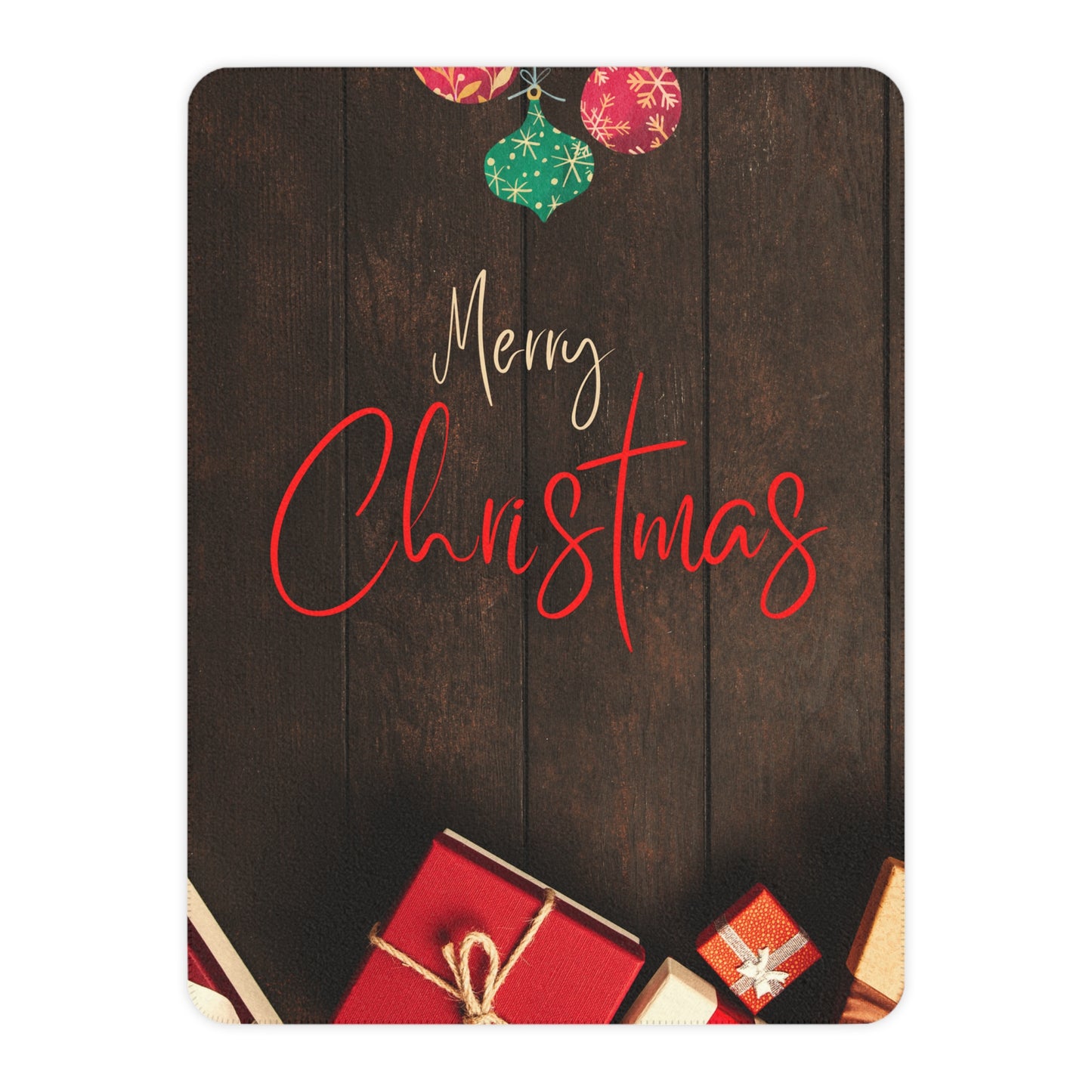 Merry Christmas Printed Sherpa Blanket, Coffee