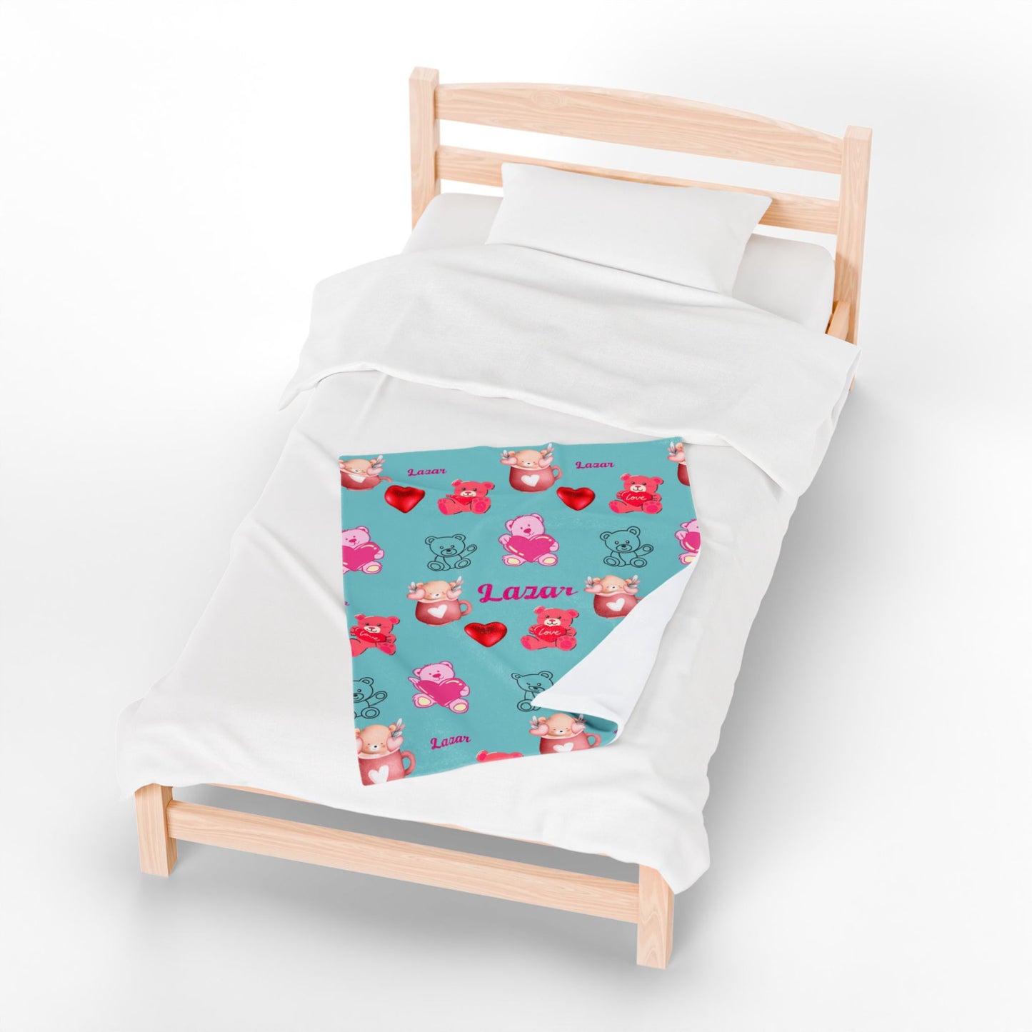 Personalized Teddy Bear Plush Blanket for Toddlers - Cute and Cozy Baby Shower Gift