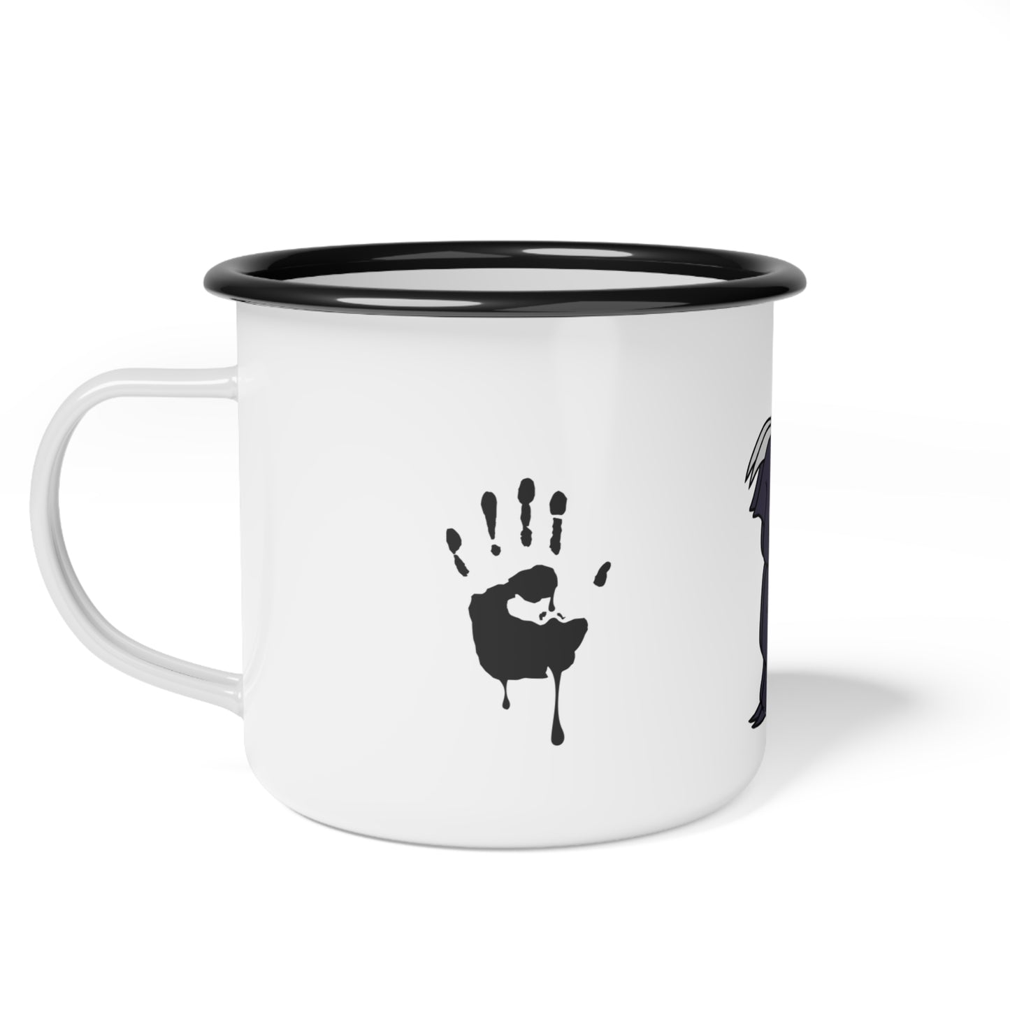 Friendly Grim Reaper Enamel Camp Cup – Whimsical Halloween Design
