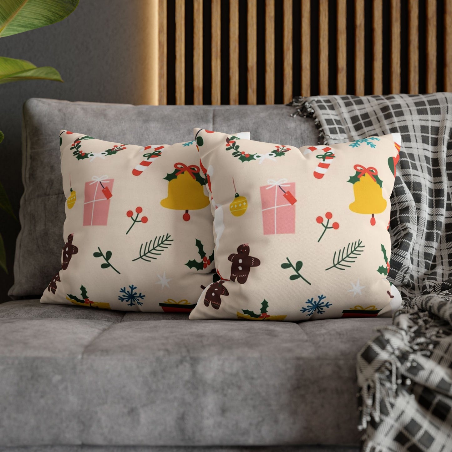 Christmas Spun Polyester Pillowcase – Festive Double-Sided Cushion Cover