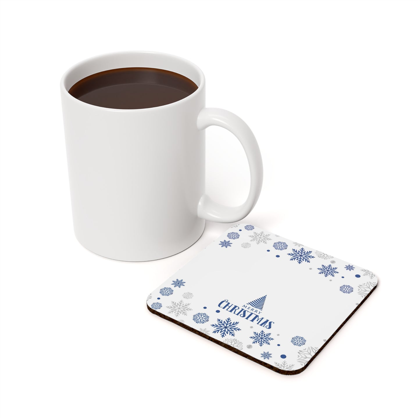 White Christmas Cork Back Coaster