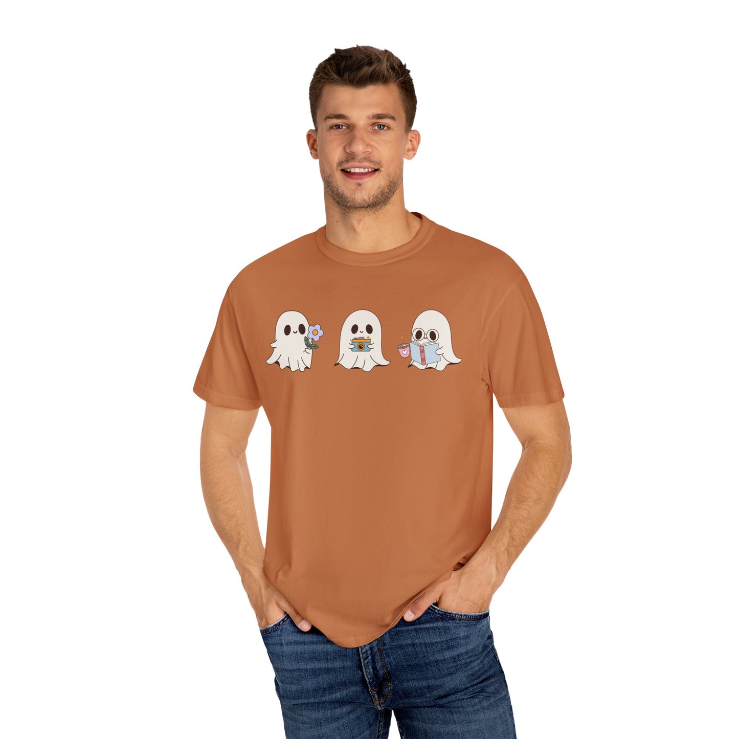 Cute Ghost Trio Halloween T-Shirt – Spooky Season Graphic Tee
