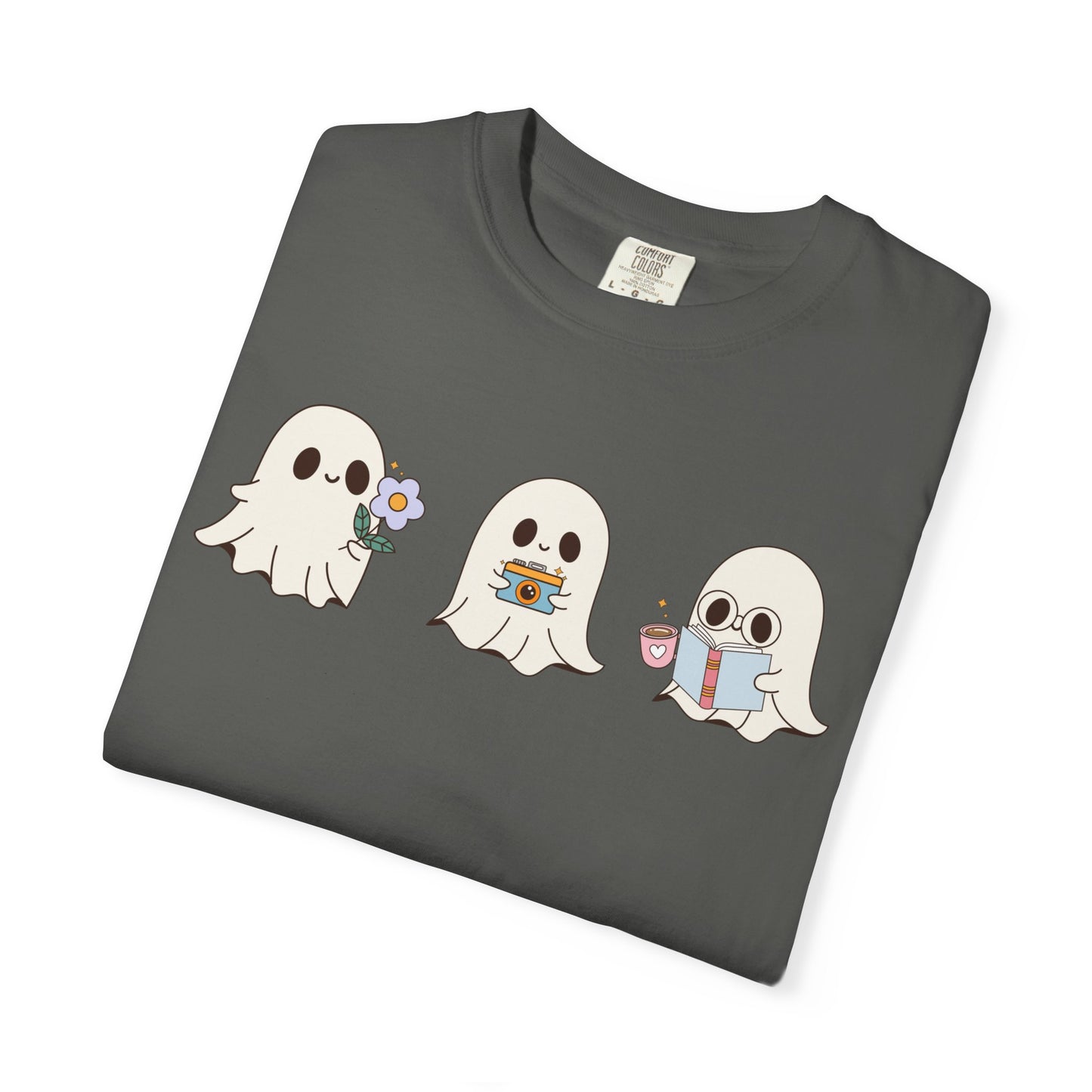 Cute Ghost Trio Halloween T-Shirt – Spooky Season Graphic Tee