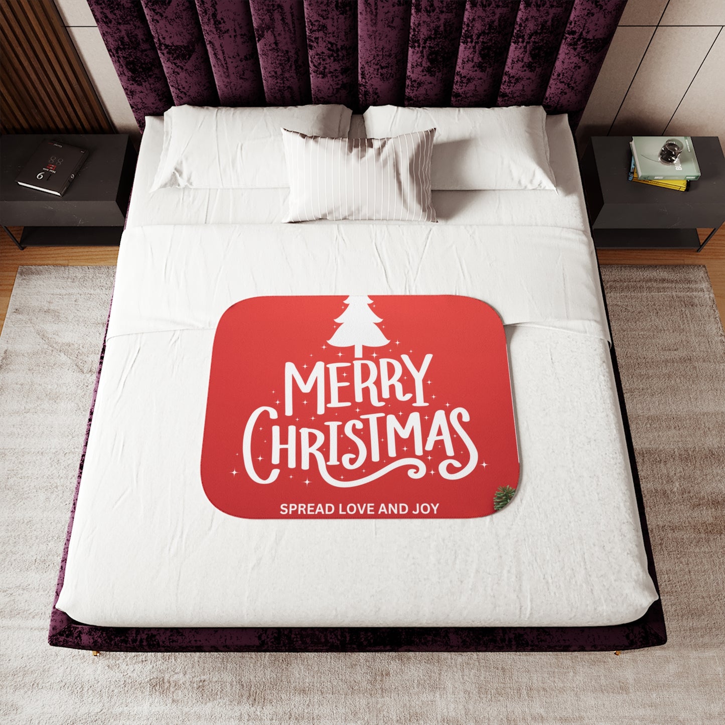 Merry Christmas, Spread Love and Joy Printed Sherpa Blanket