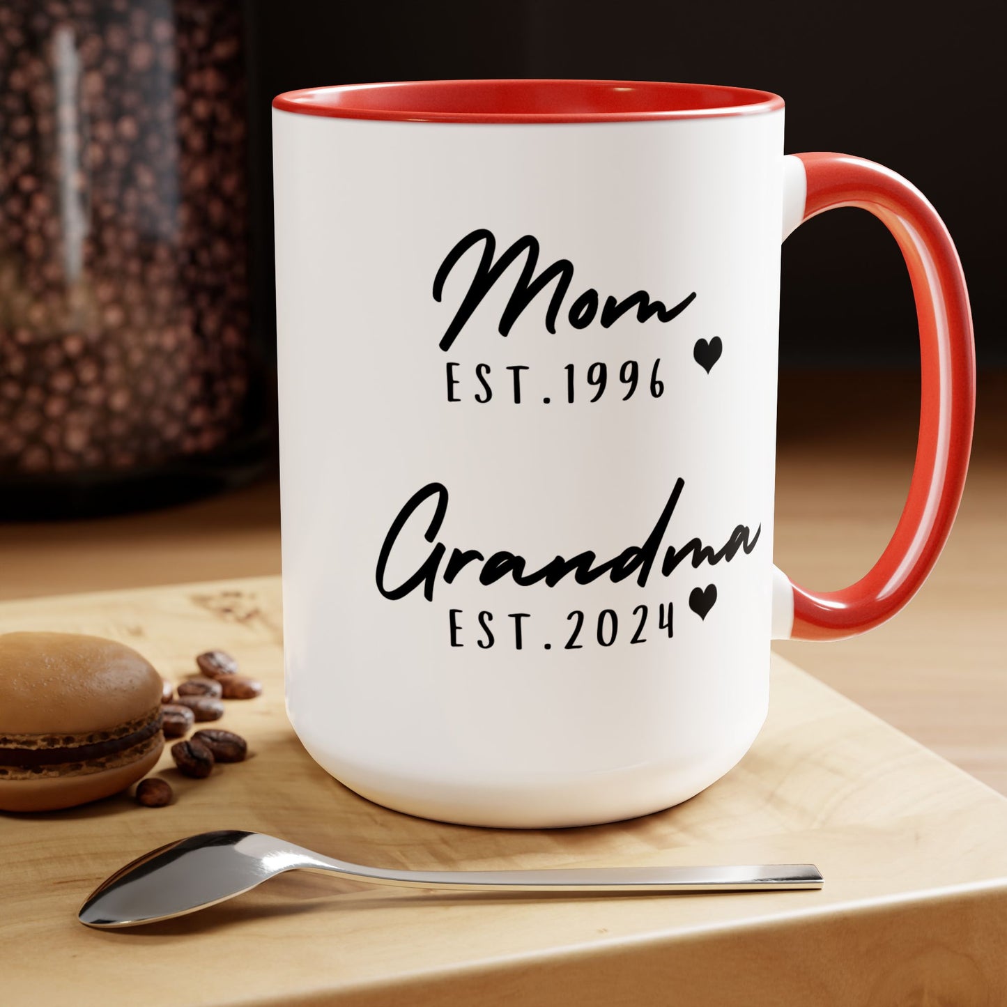 Mom & Grandma EST. 15oz Ceramic Coffee Mug – Sentimental Personalized Gift