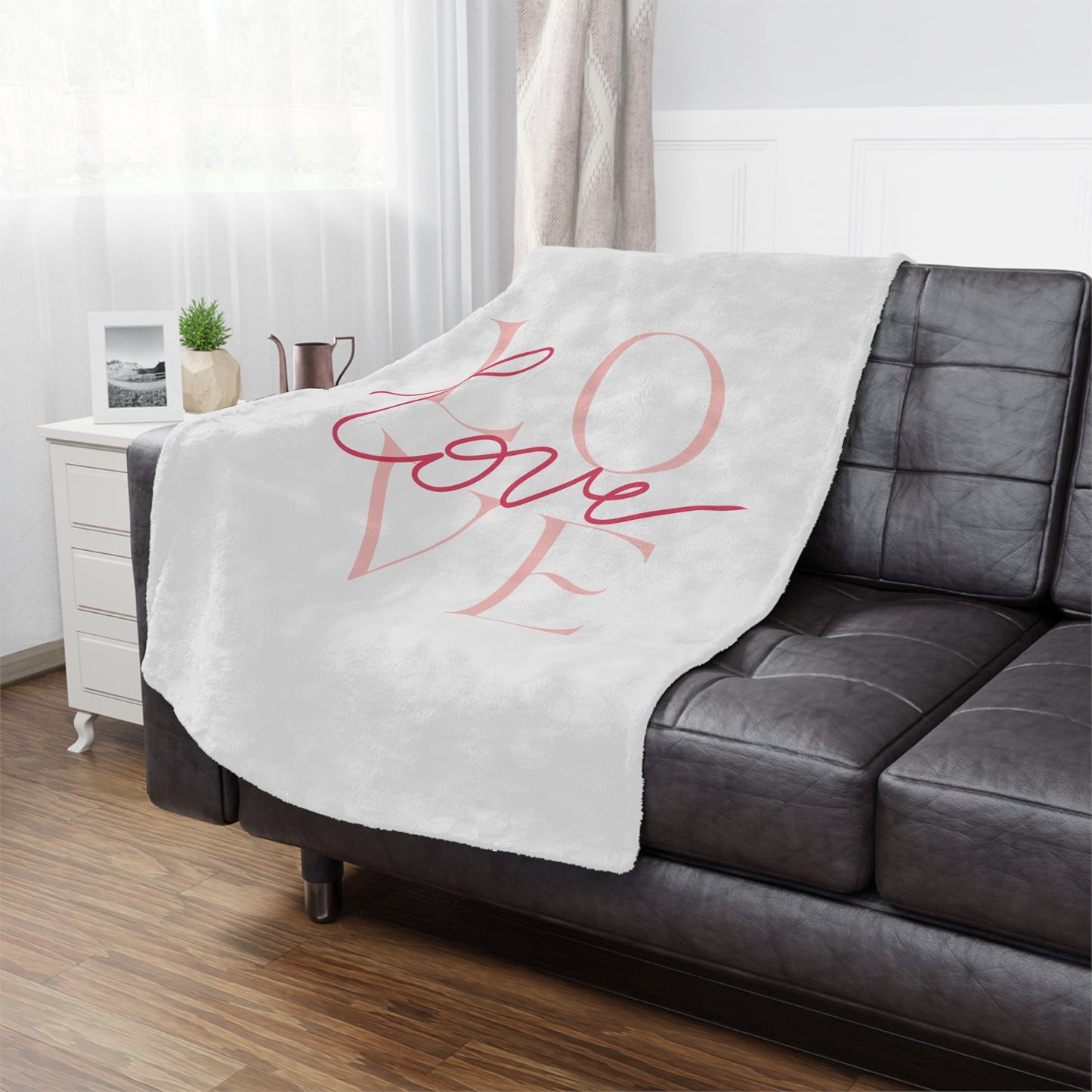 I Love Printed Valenitne Minky Blanket, White & Red