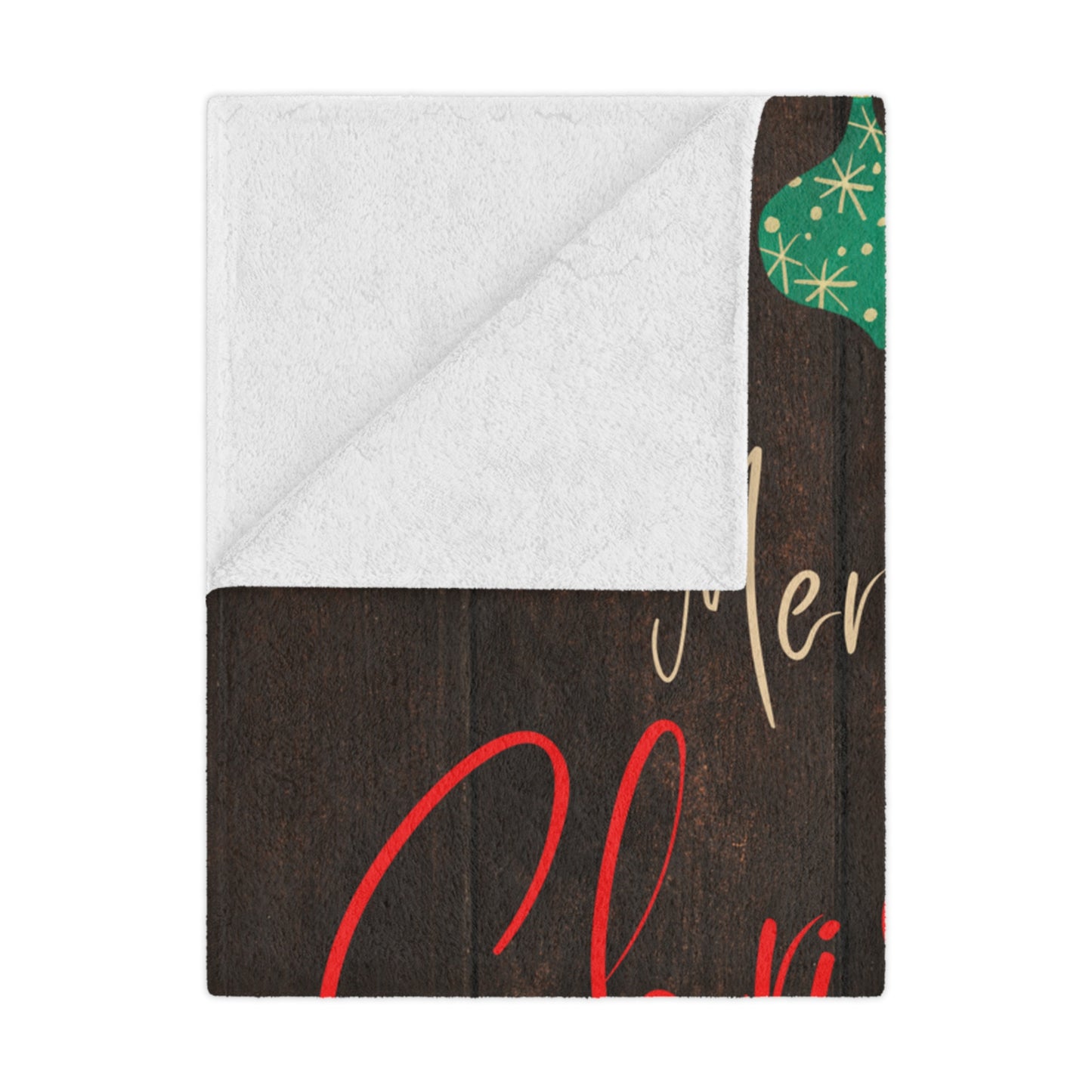 Merry Christmas Printed Velveteen Minky Blanket, Coffee