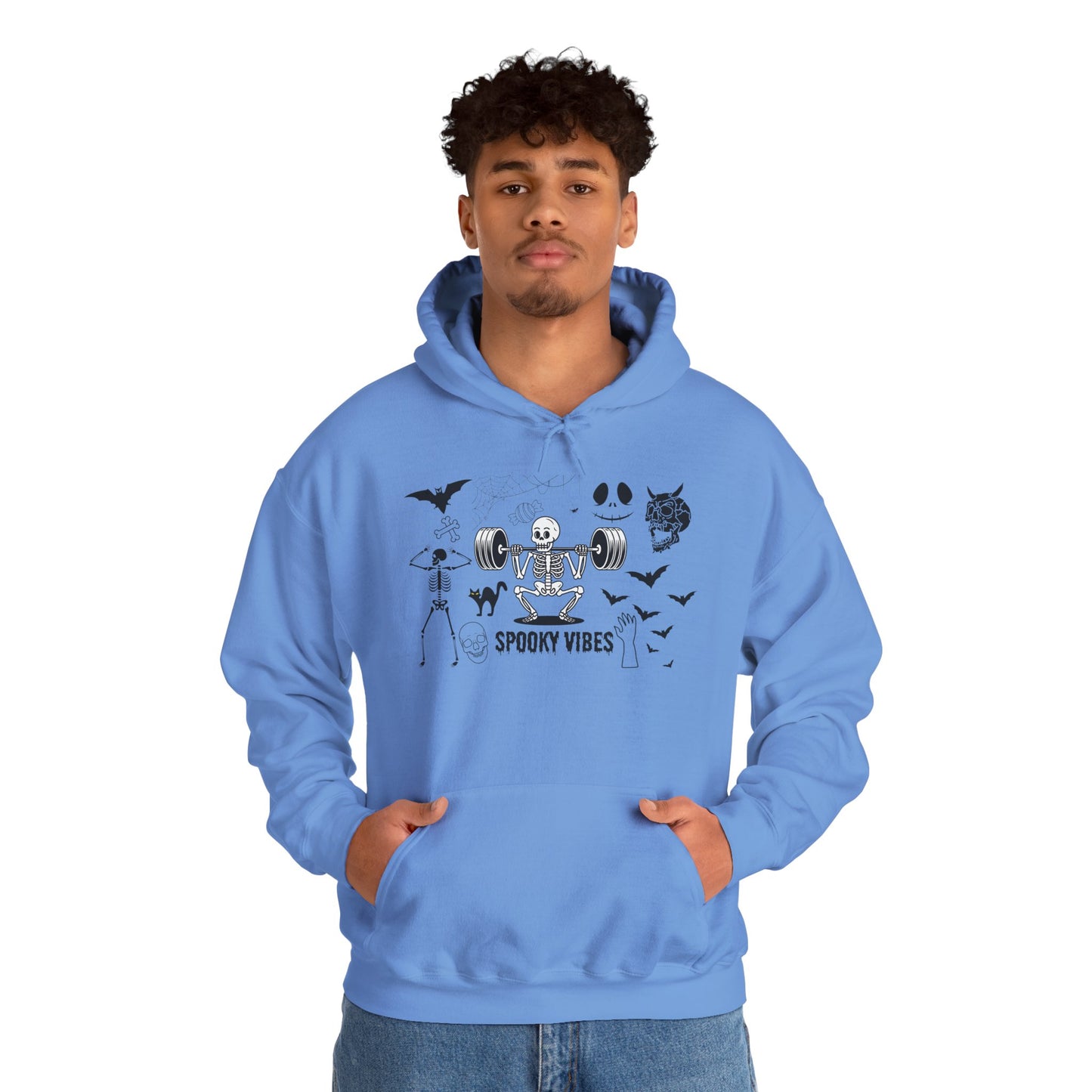 Spooky Vibes Skeleton Hoodie – Fun Halloween Gym-Themed Sweatshirt
