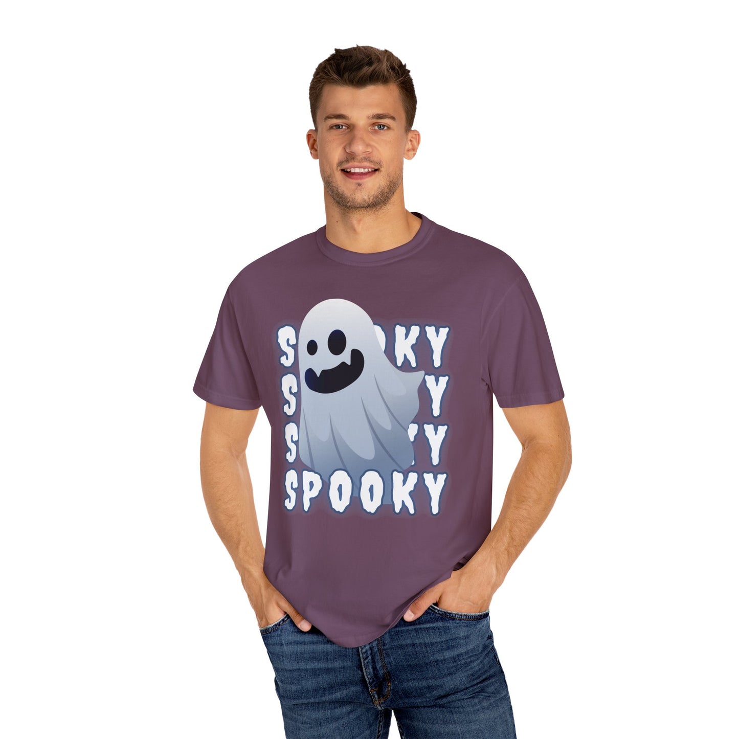Spooky Stack Tee - Unisex Garment-Dyed T-shirt with Smiling Ghosts