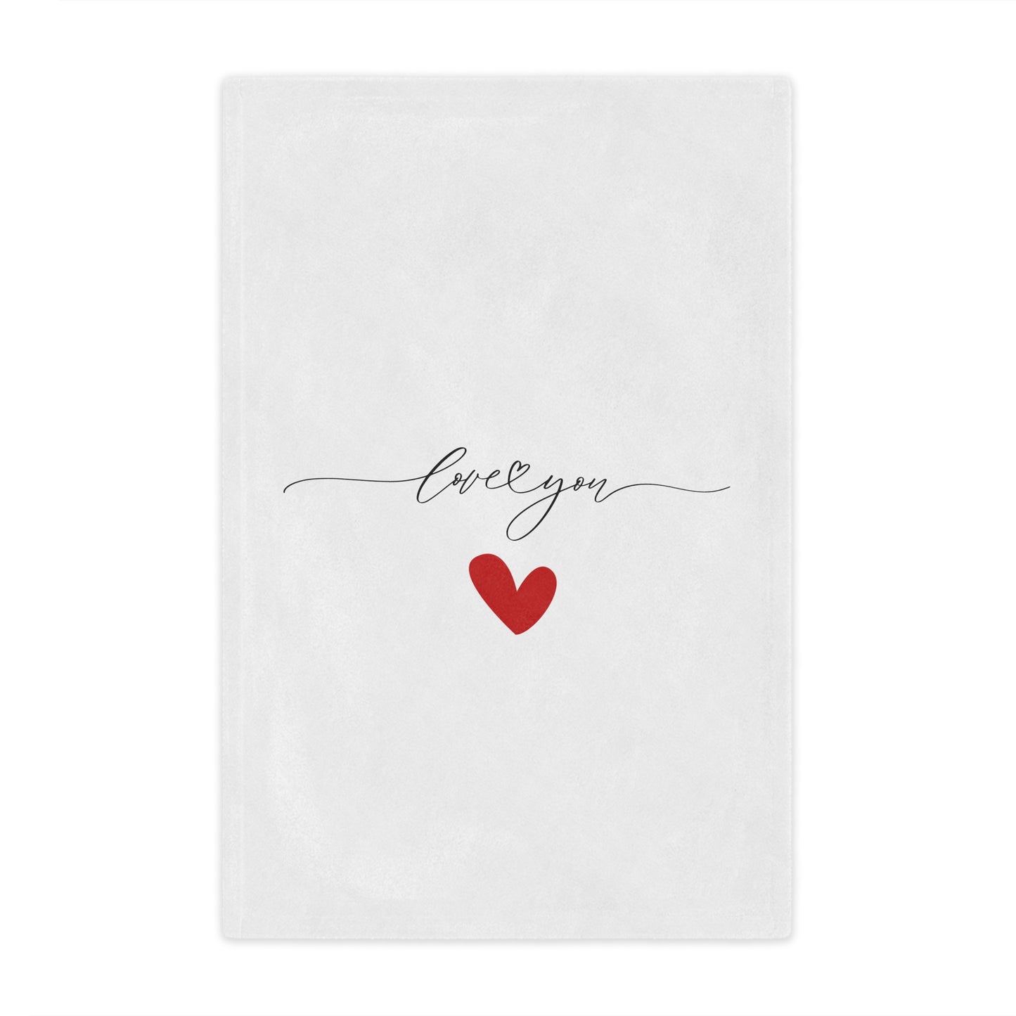 Love You Signature with Heart Printed Velveteen Minky Blanket for Valentine