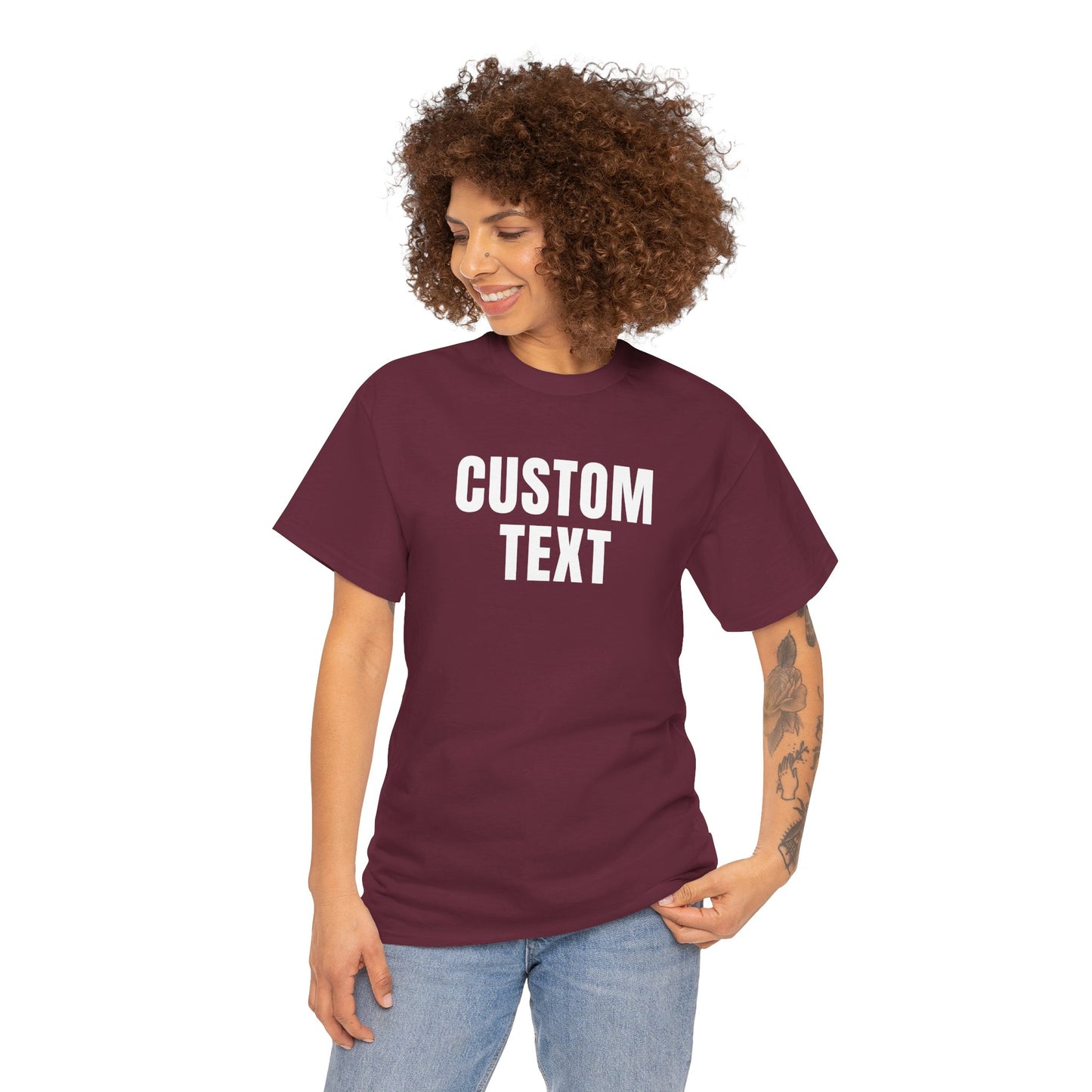 Custom Text T-Shirt – Personalized White Lettering Tee for Men & Women