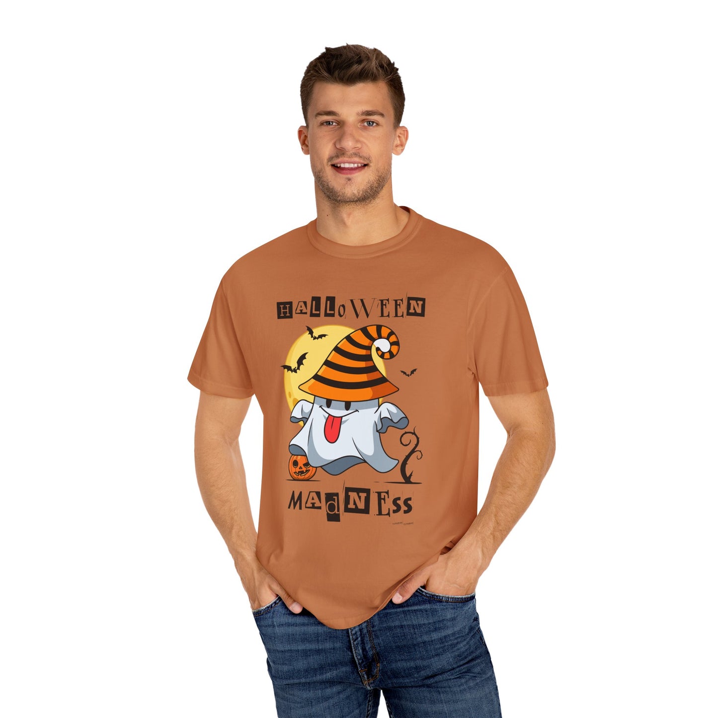 Halloween Madness Tee – Ghostly Grins Under Witchy Skies!