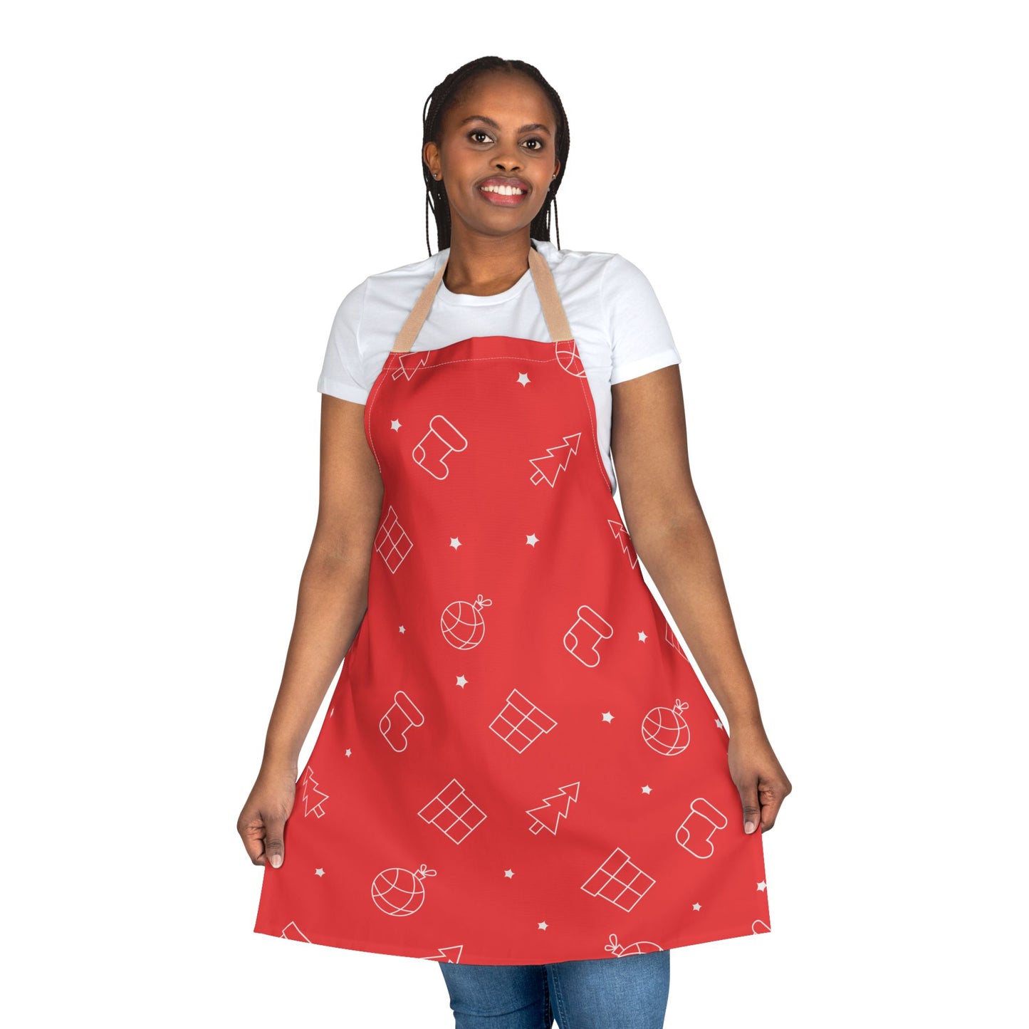 Festive Red Christmas Apron – Ideal Holiday Gift