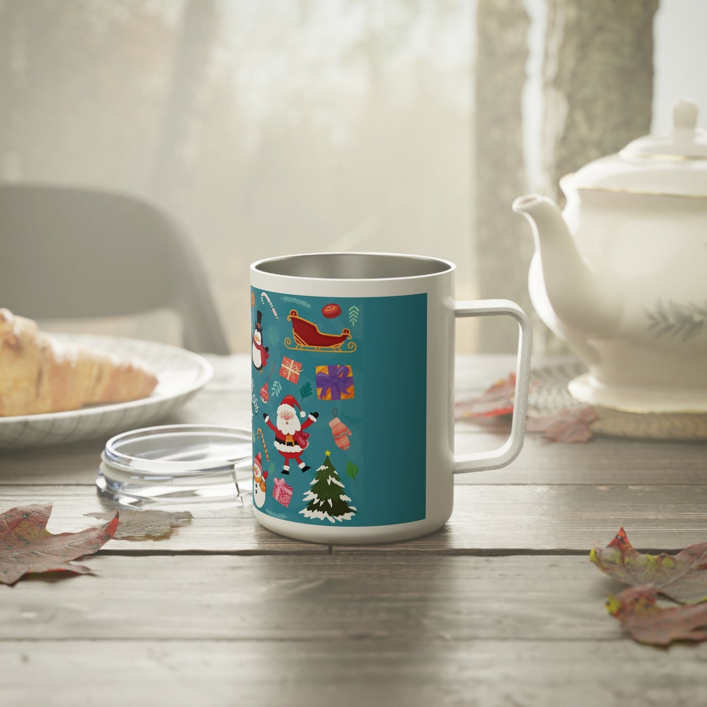 Christmas Insulated Coffee Mug – 10oz Stainless Steel Travel Cup with Lid