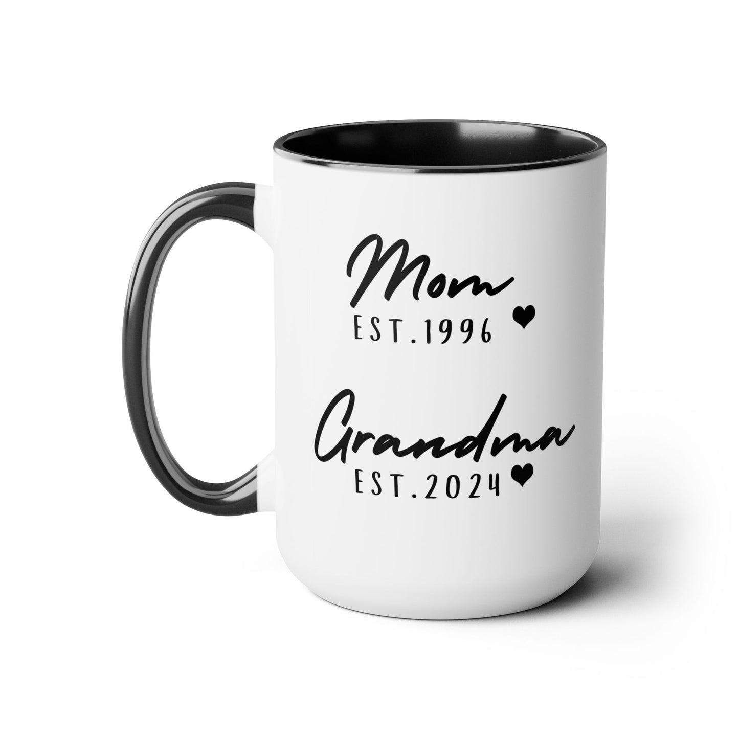Mom & Grandma EST. 15oz Ceramic Coffee Mug – Sentimental Personalized Gift