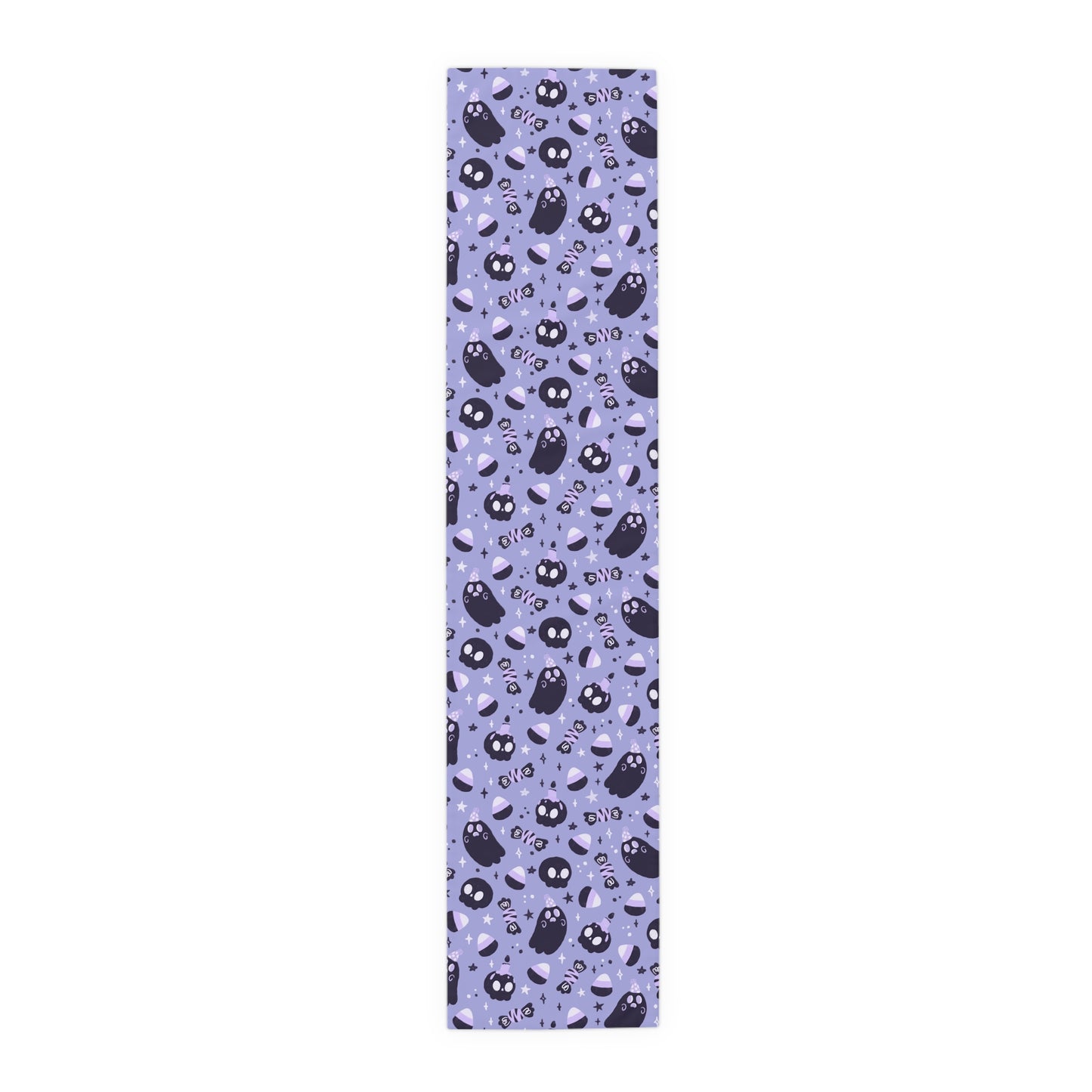 Purple Ghost & Skull Table Runner – Chic Playful Halloween Decor