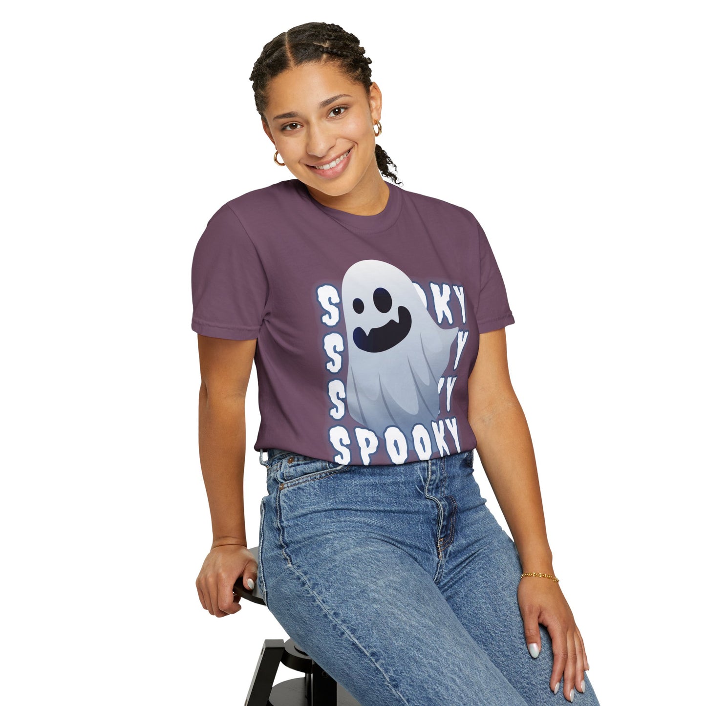 Spooky Stack Tee - Unisex Garment-Dyed T-shirt with Smiling Ghosts