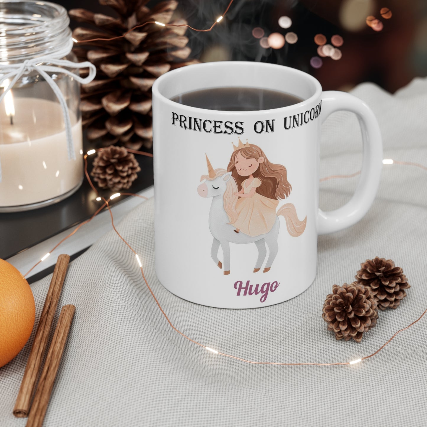 Personalized Unicorn and Princess Fairytale Mug – Cute Gift for Kids, Niece, or Granddaughter