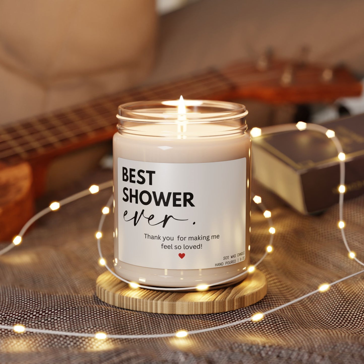 Scented Soy Candle – “Best Shower Ever” Label – Baby Shower Gift, 9oz