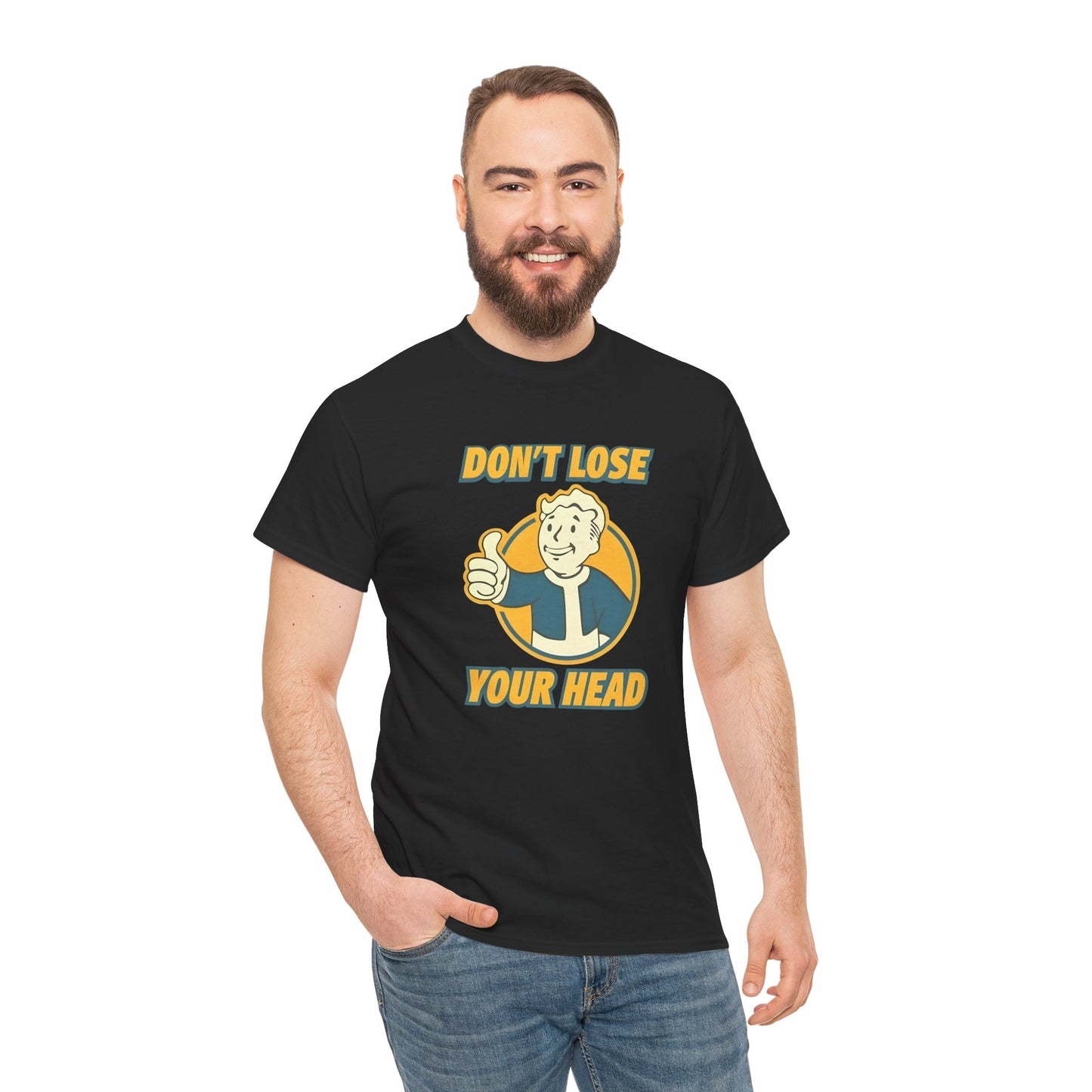 Fallout Vault Boy T-Shirt – “Don’t Lose Your Head” Graphic Tee, Gamer Shirt