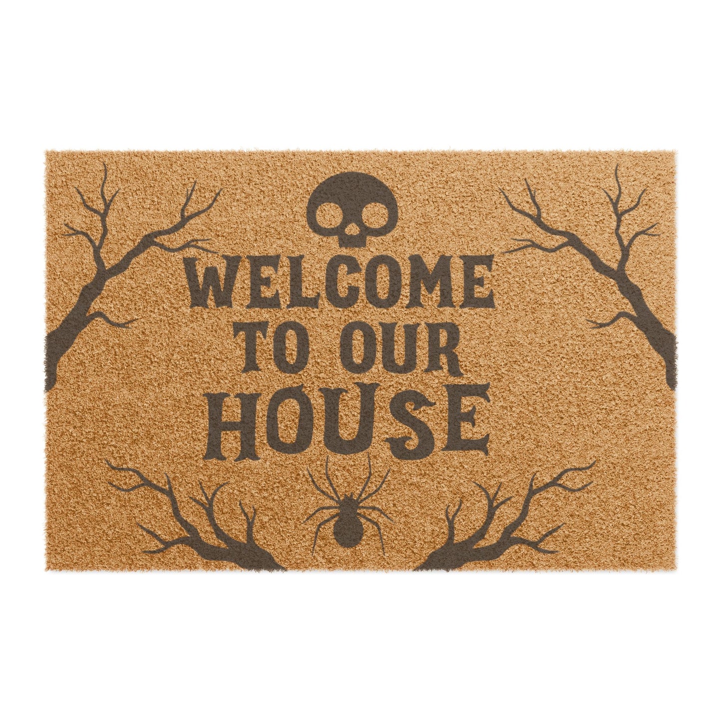 Halloween Doormat – Spooky Skull, Spider & Creepy Tree Front Porch Mat