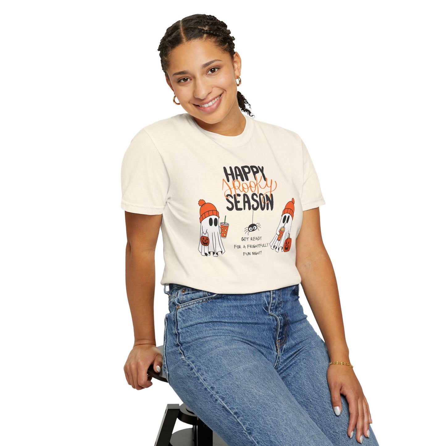 Spooky Season Ghosts Tee – Cozy Drinks & Chilling Vibes!